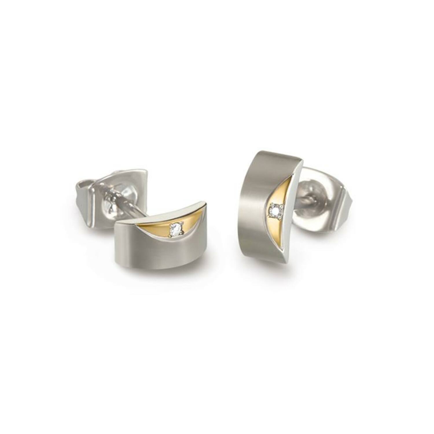  Boucles d'oreilles à puces - Titane - Diamant - 0.015ct