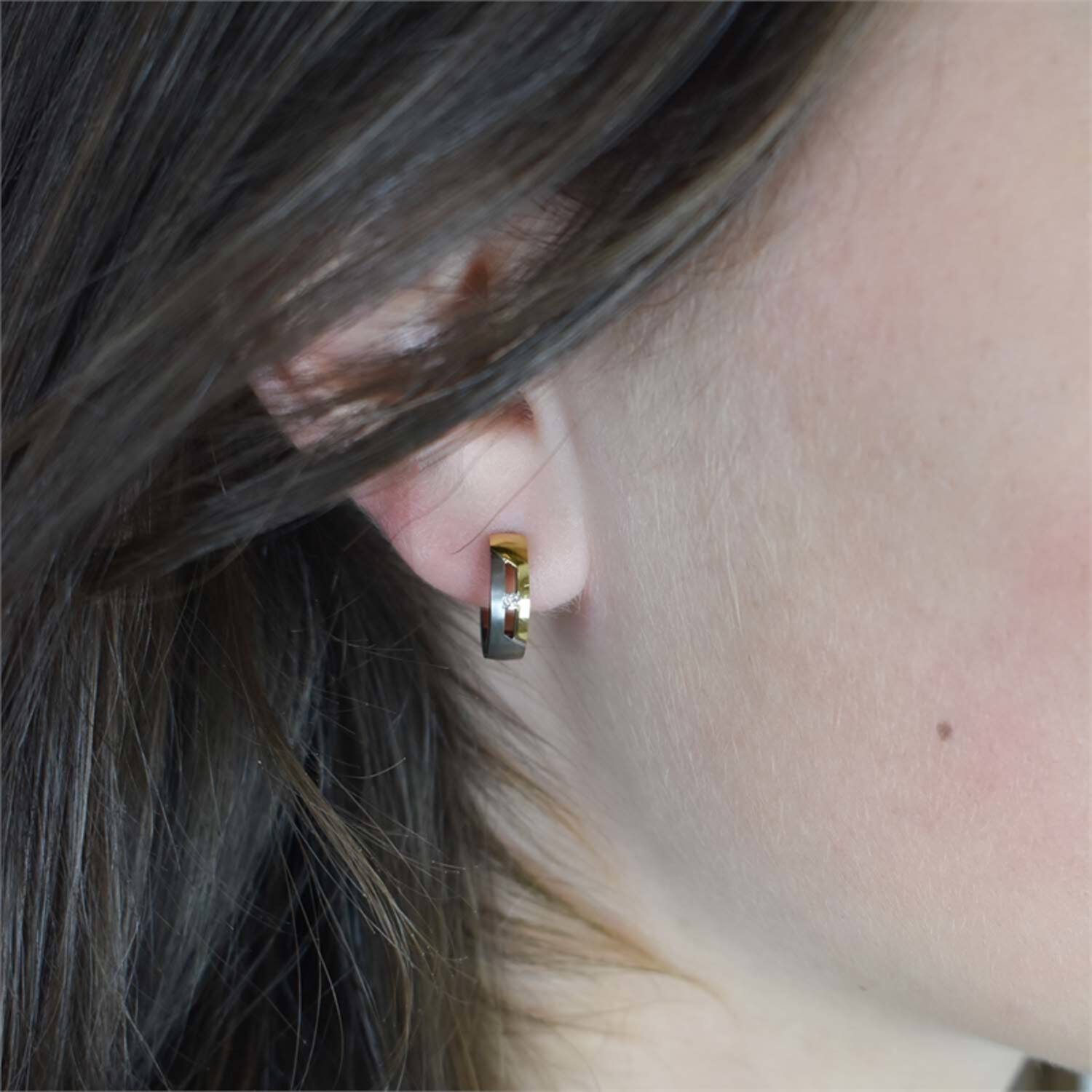  Ohrringe - Titan - Diamant - 0.02ct - 1,5cm - 14mm