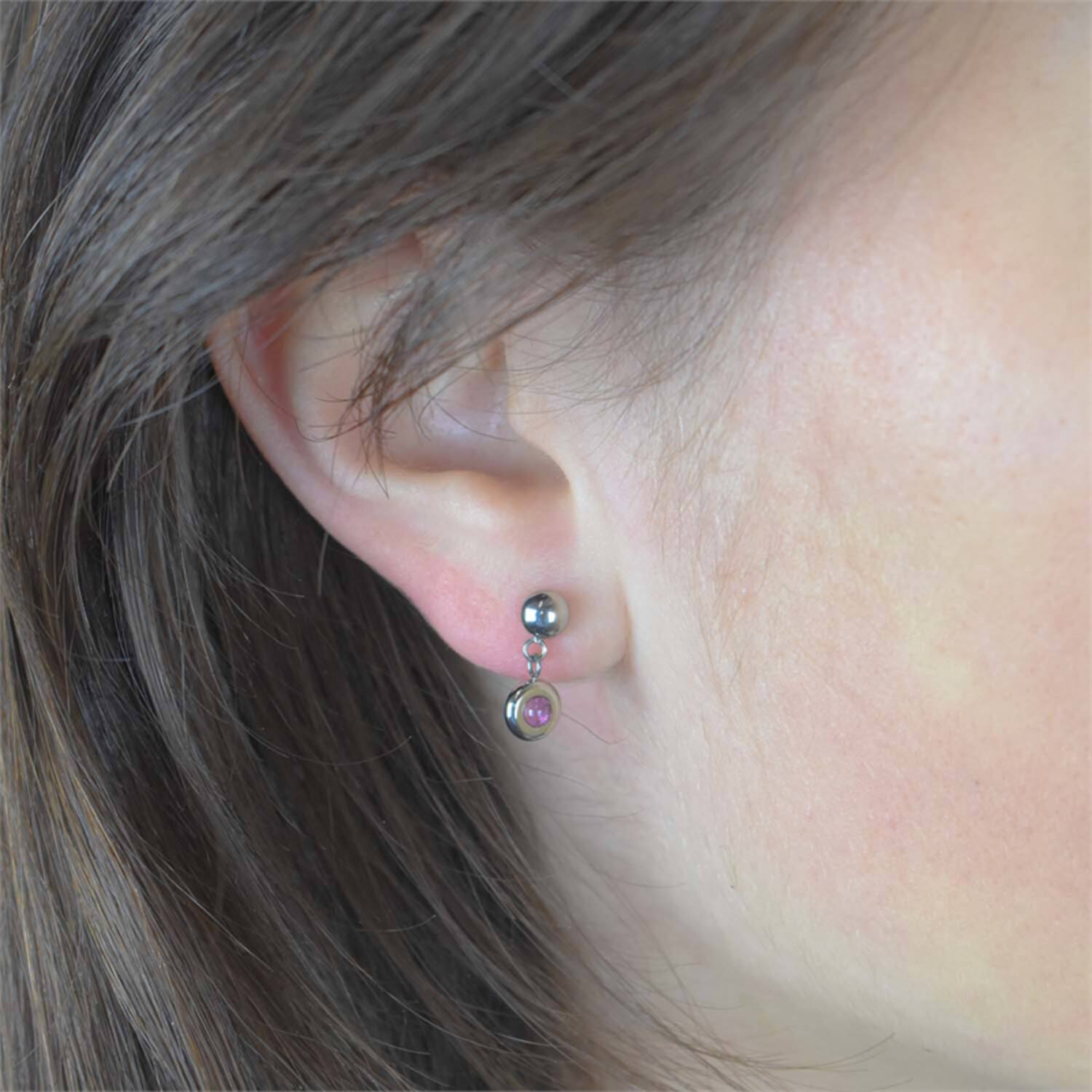  Boucles d'oreilles à puces - Titane - Tourmaline