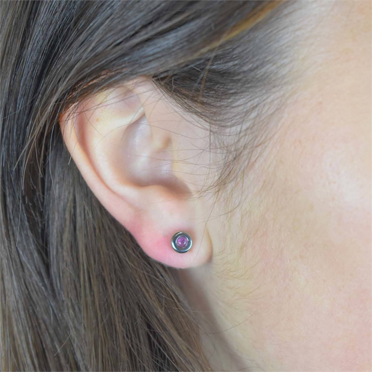  Ear studs - Titanium - Tourmaline