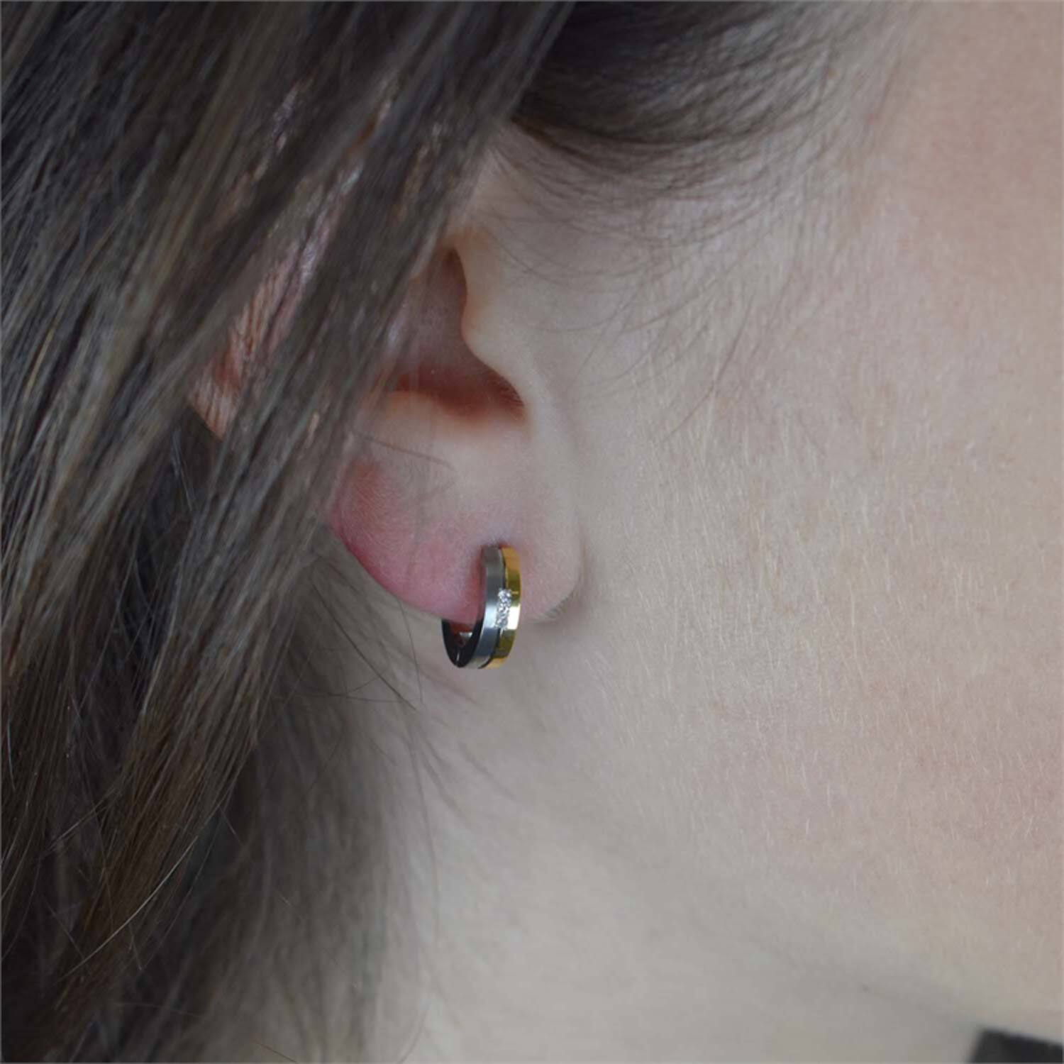  Ohrringe - Titan - Diamant - 0.03ct - 13mm