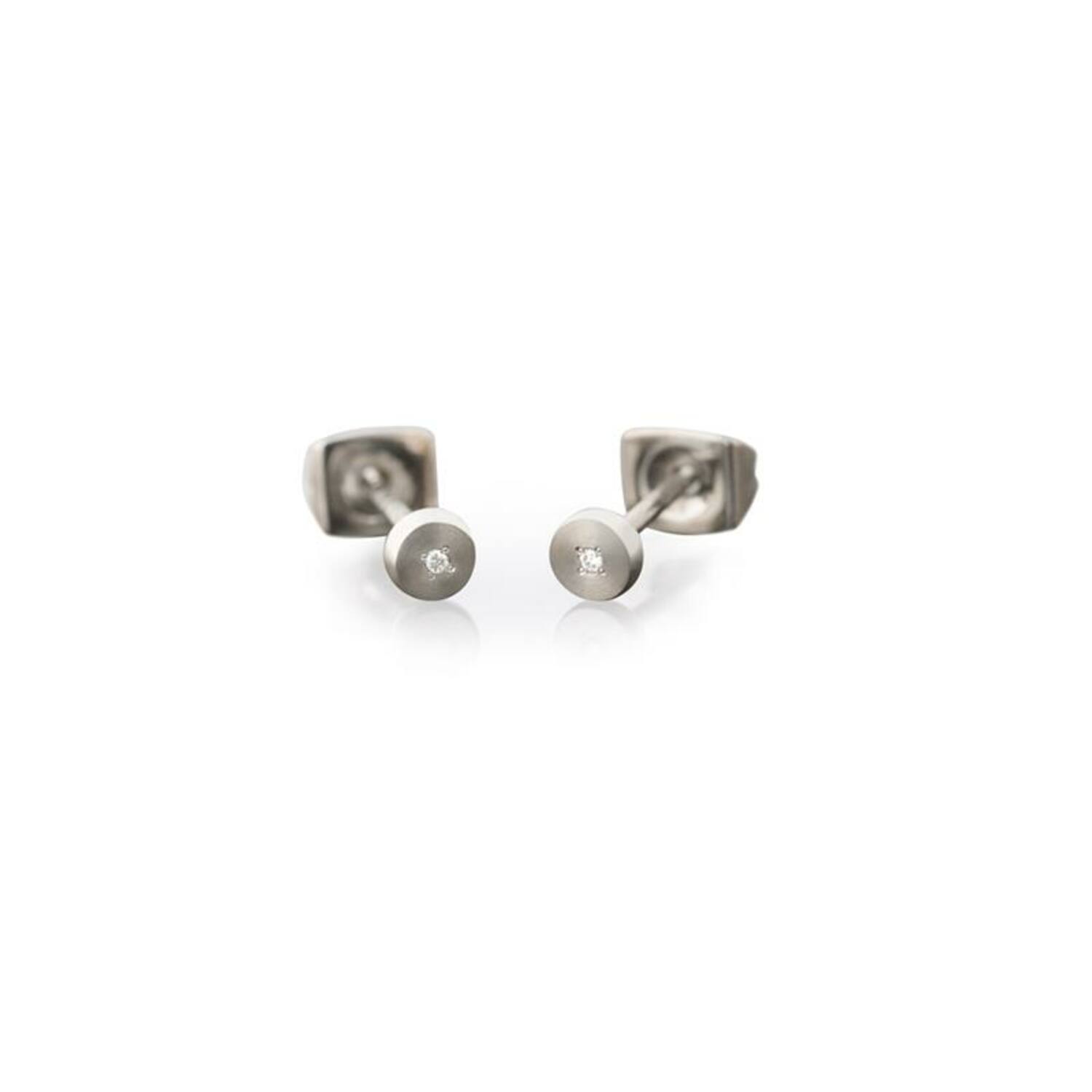  Oorstekers - Titanium - Diamant - 0.015ct