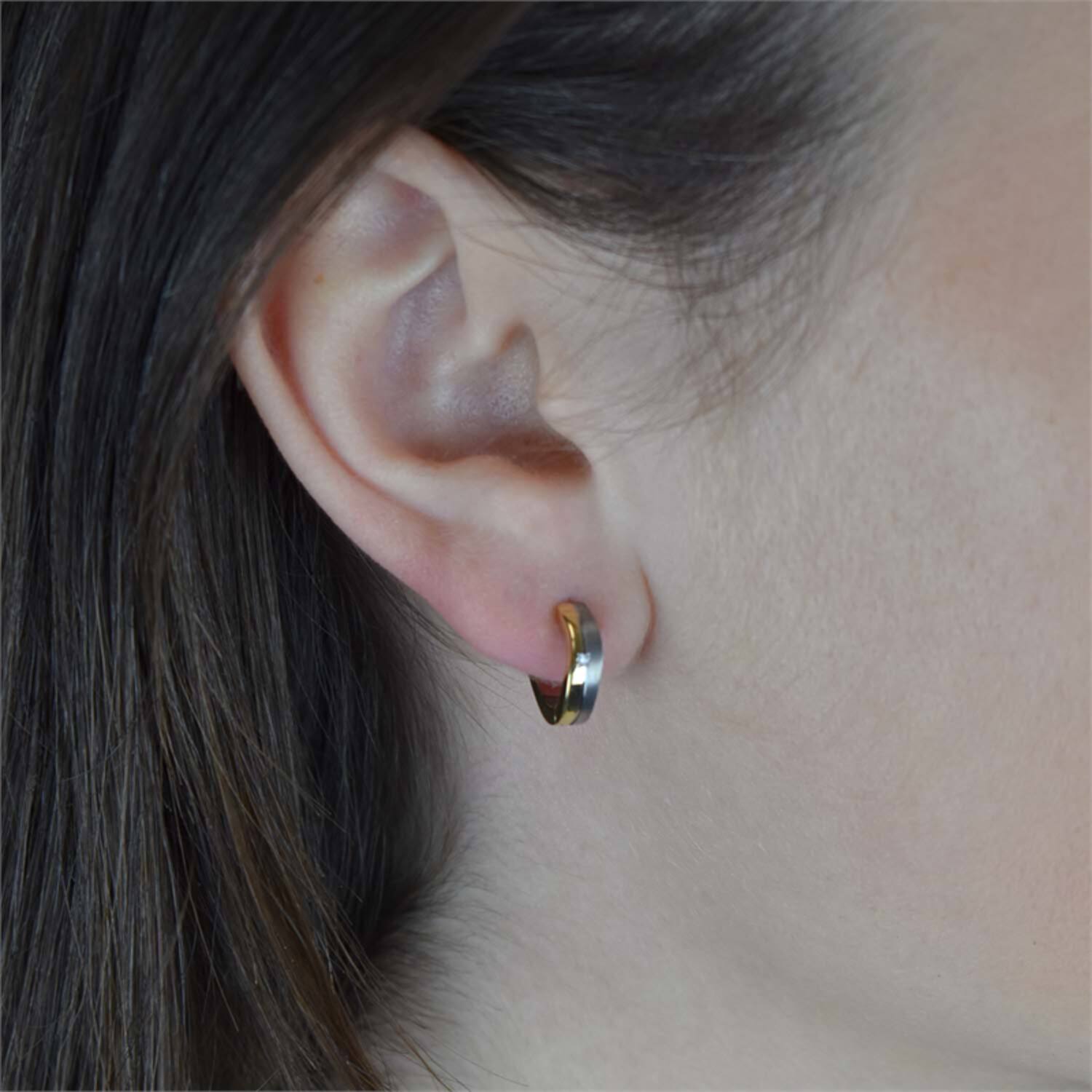  Créoles - Titane - Diamant - 0.01ct - 13mm