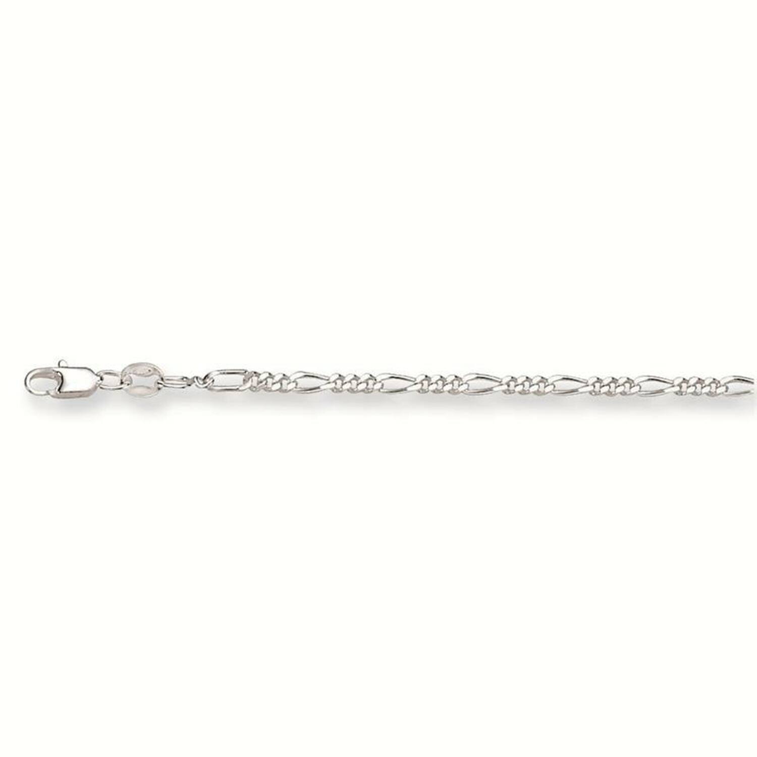  Long necklaces - Figaro - 2.5mm - 50cm - Silver - 4.9gr