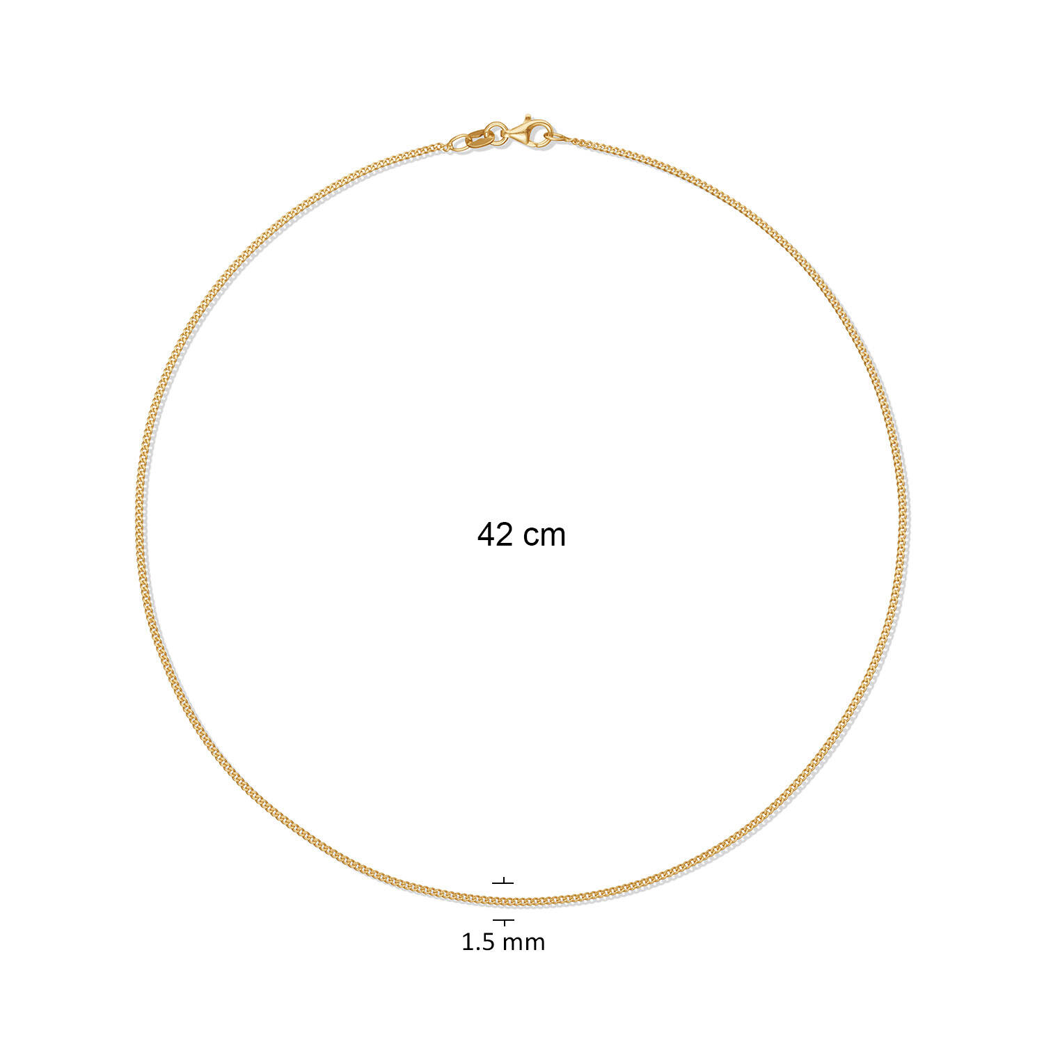  Gliederkette - Gourmet - 1.5mm - 42cm - Vergoldet