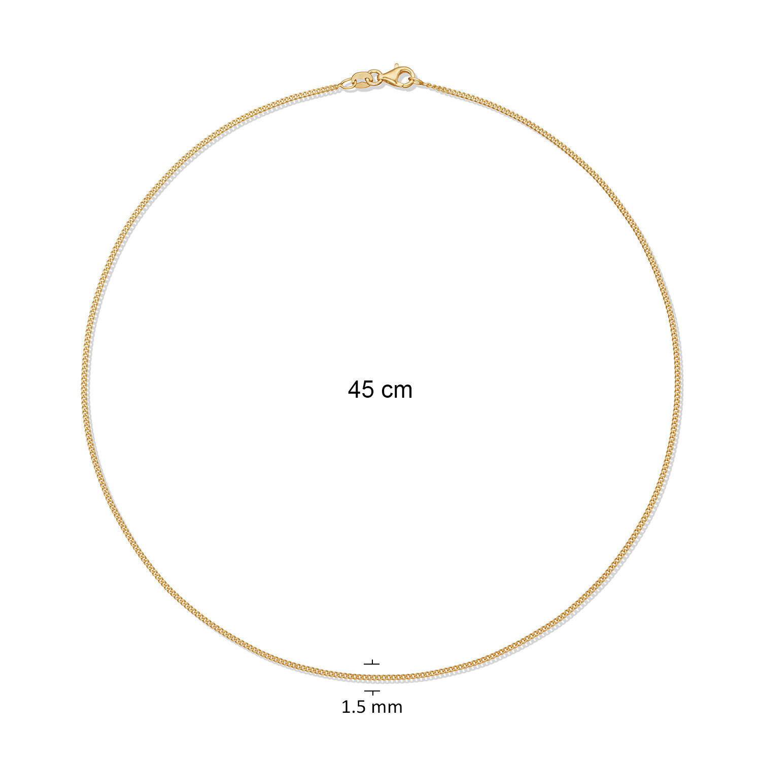  Link necklace - Gourmet - 1.5mm - 45cm - Goldplated