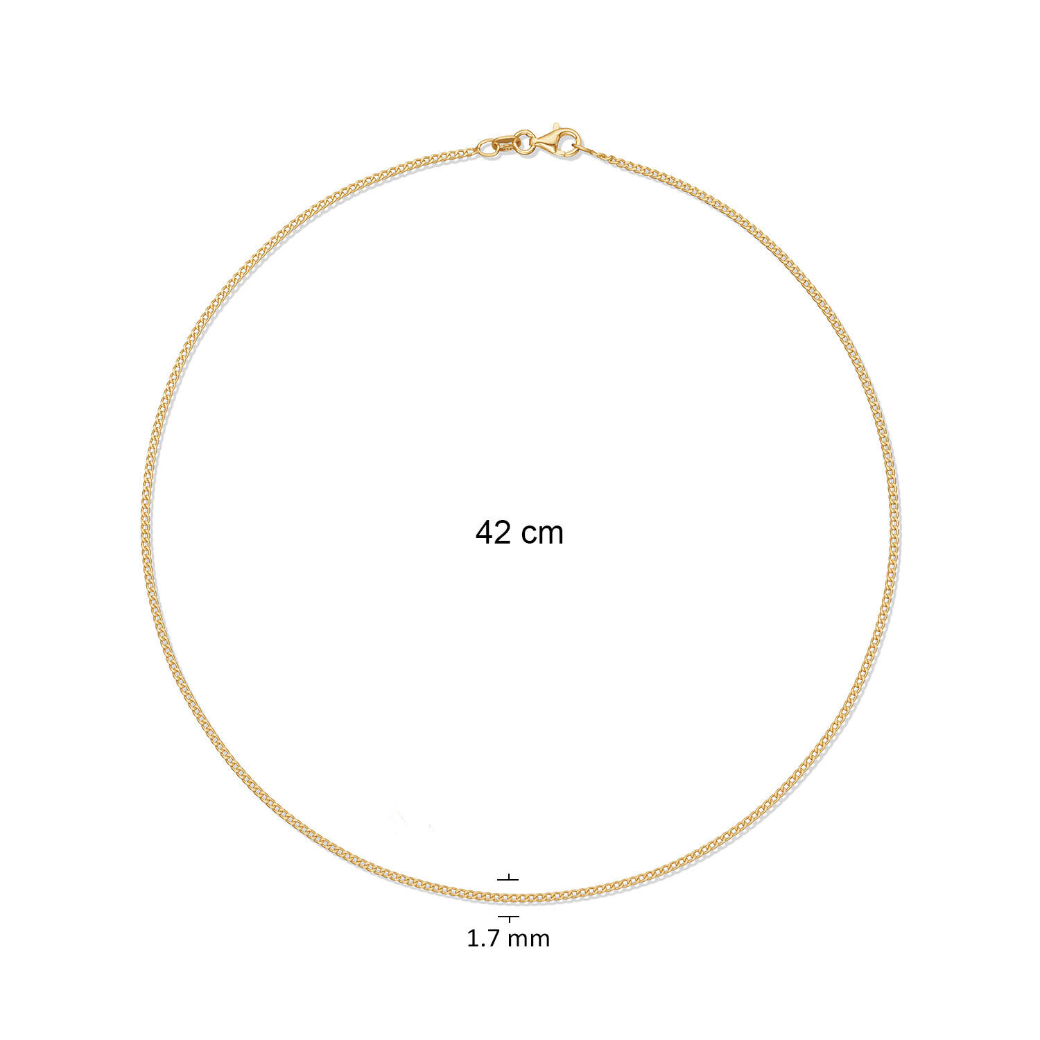  Link necklace - Gourmet - 1.7mm - 42cm - Goldplated