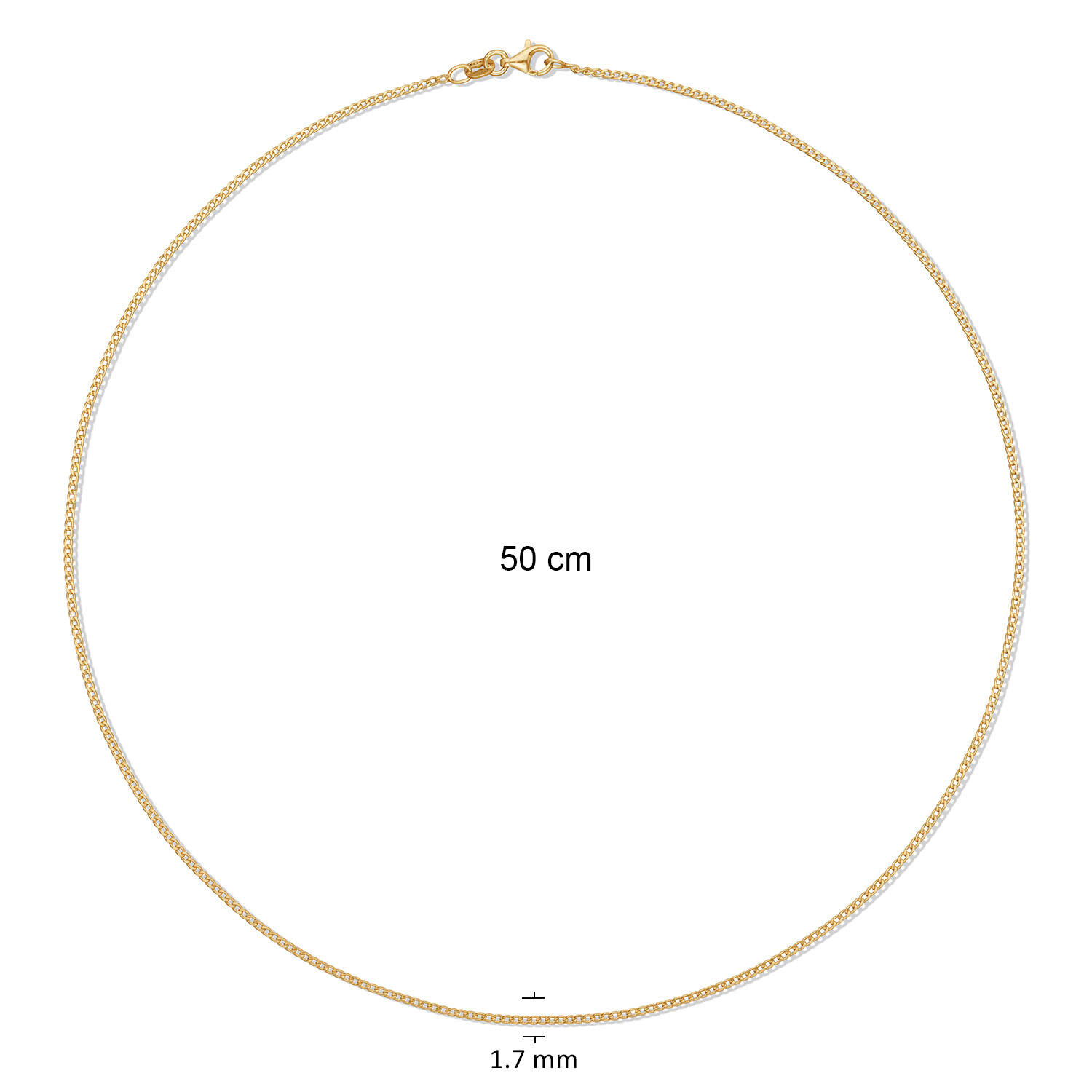  Link necklace - Gourmet - 1.7mm - 50cm - Goldplated