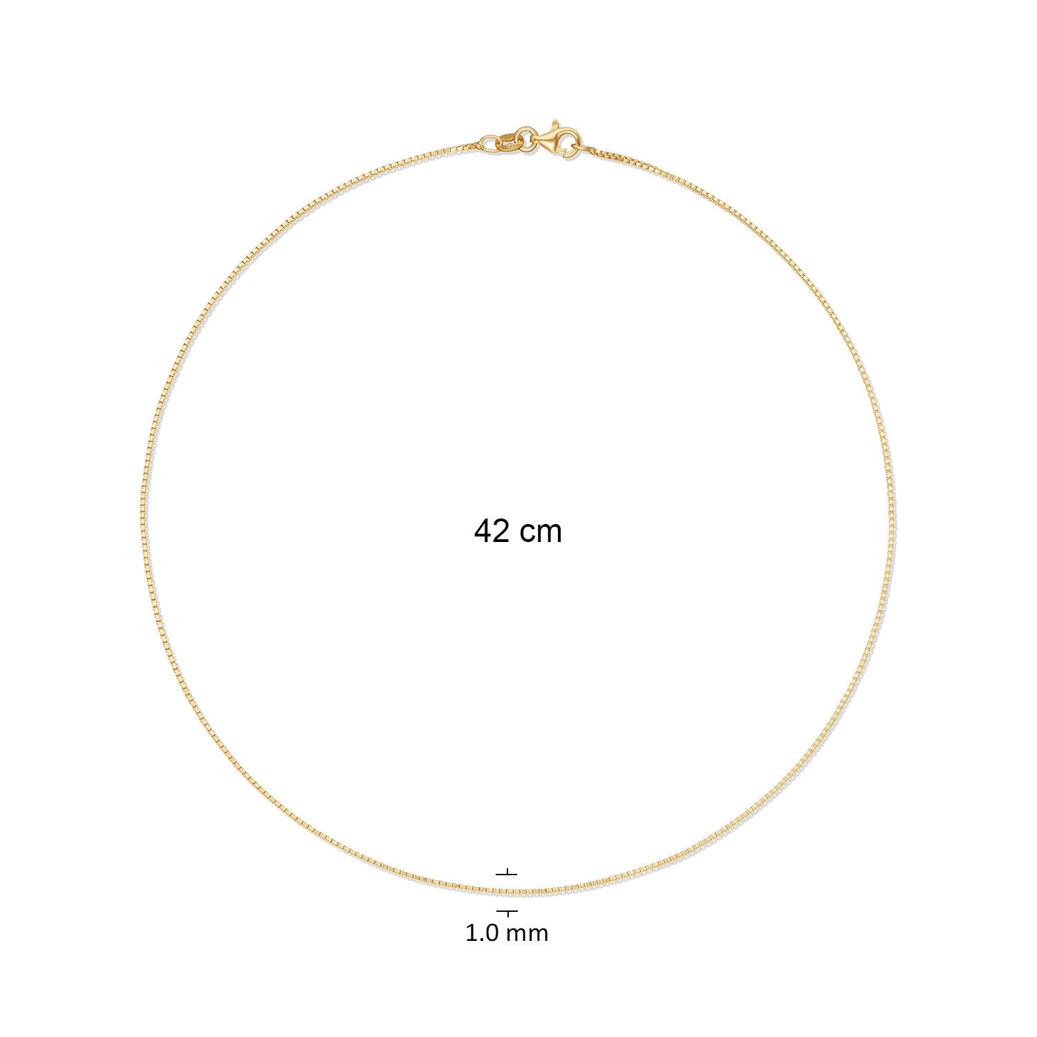  Gliederkette - Venezianisch - 1mm - 42cm - Vergoldet