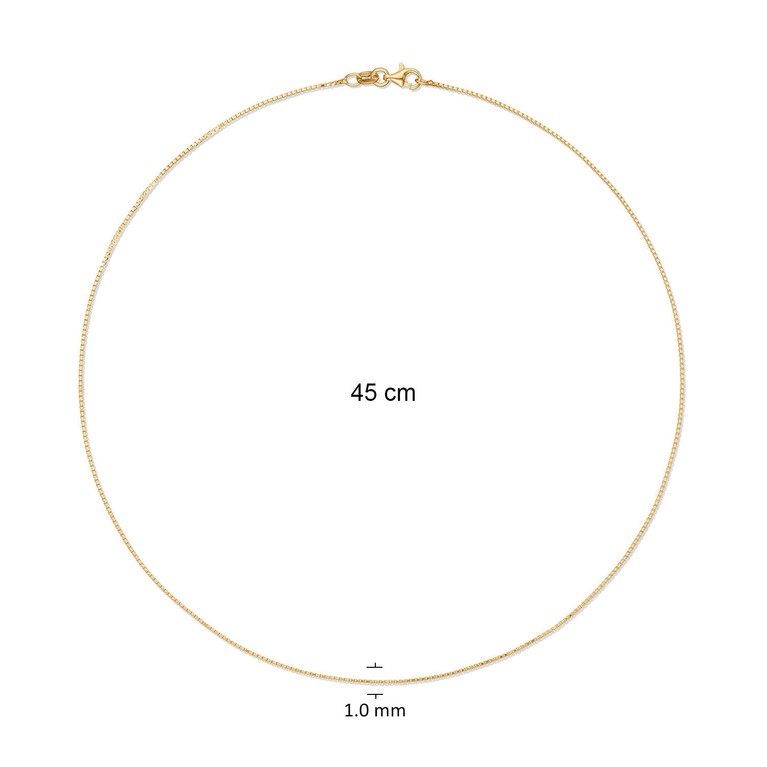  Gliederkette - Venezianisch - 1mm - 45cm - Vergoldet