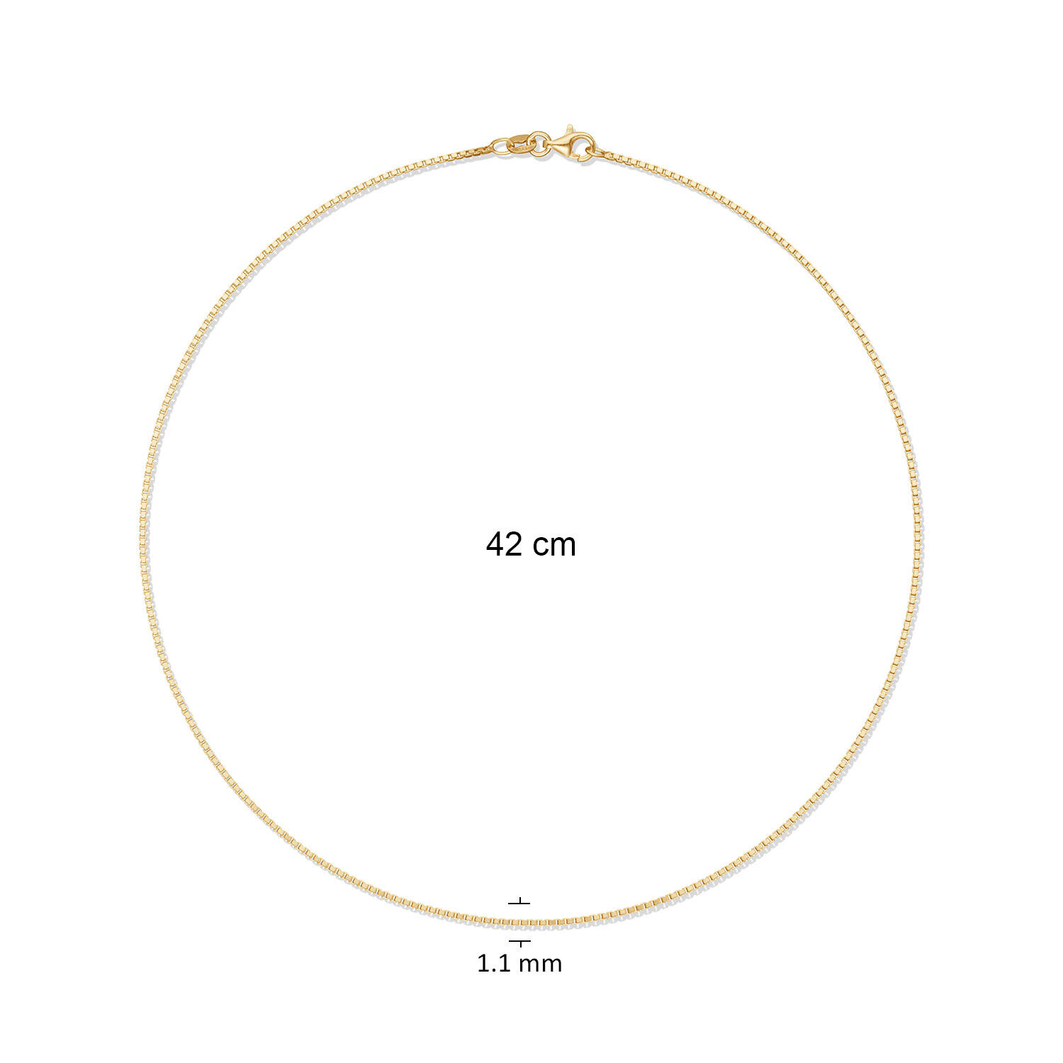  Link necklace - Venetian - 1.1mm - 42cm - Goldplated