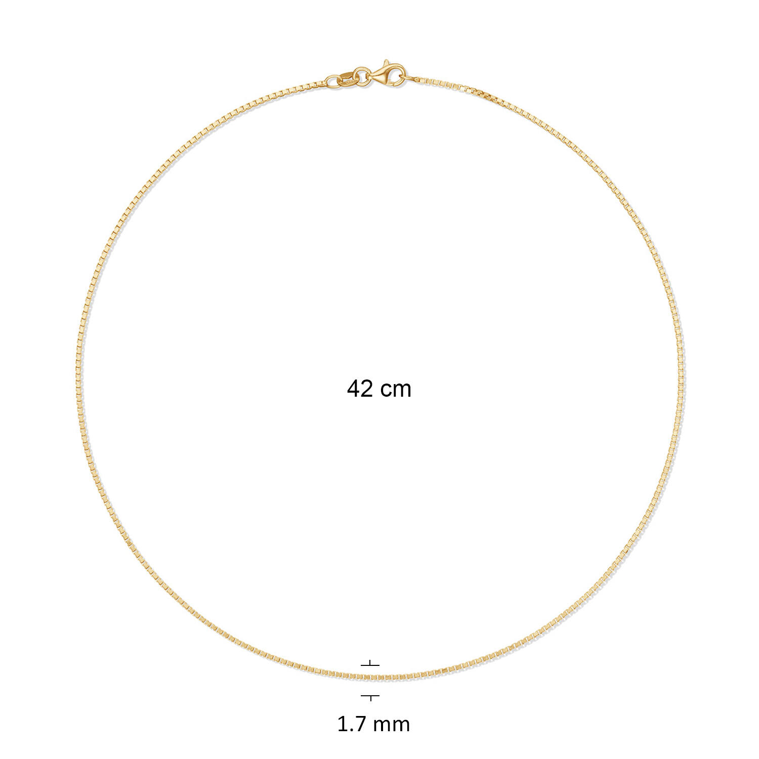  Link necklace - Venetian - 1.7mm - 42cm - Goldplated