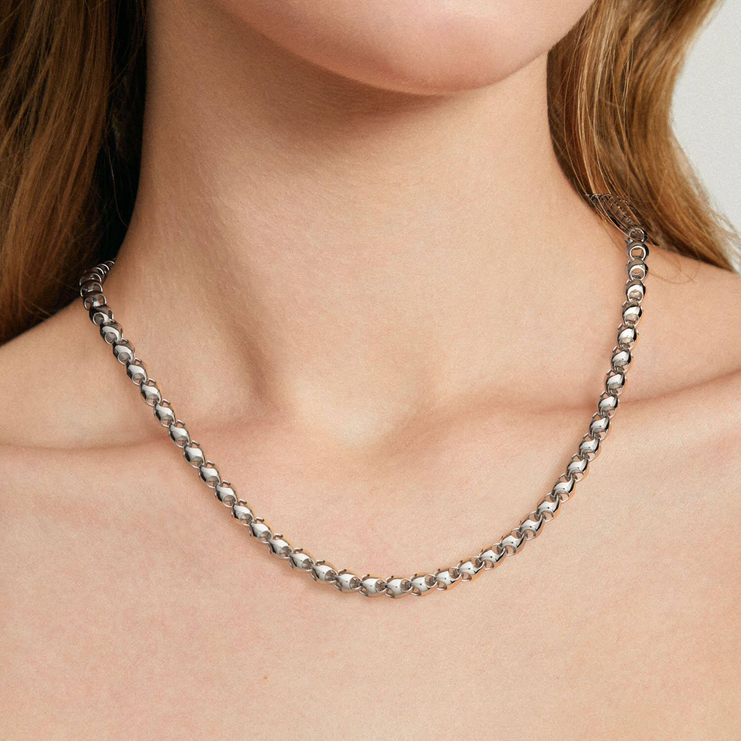 Colliers maillons - Maillon fantaisie - Argent - 50cm