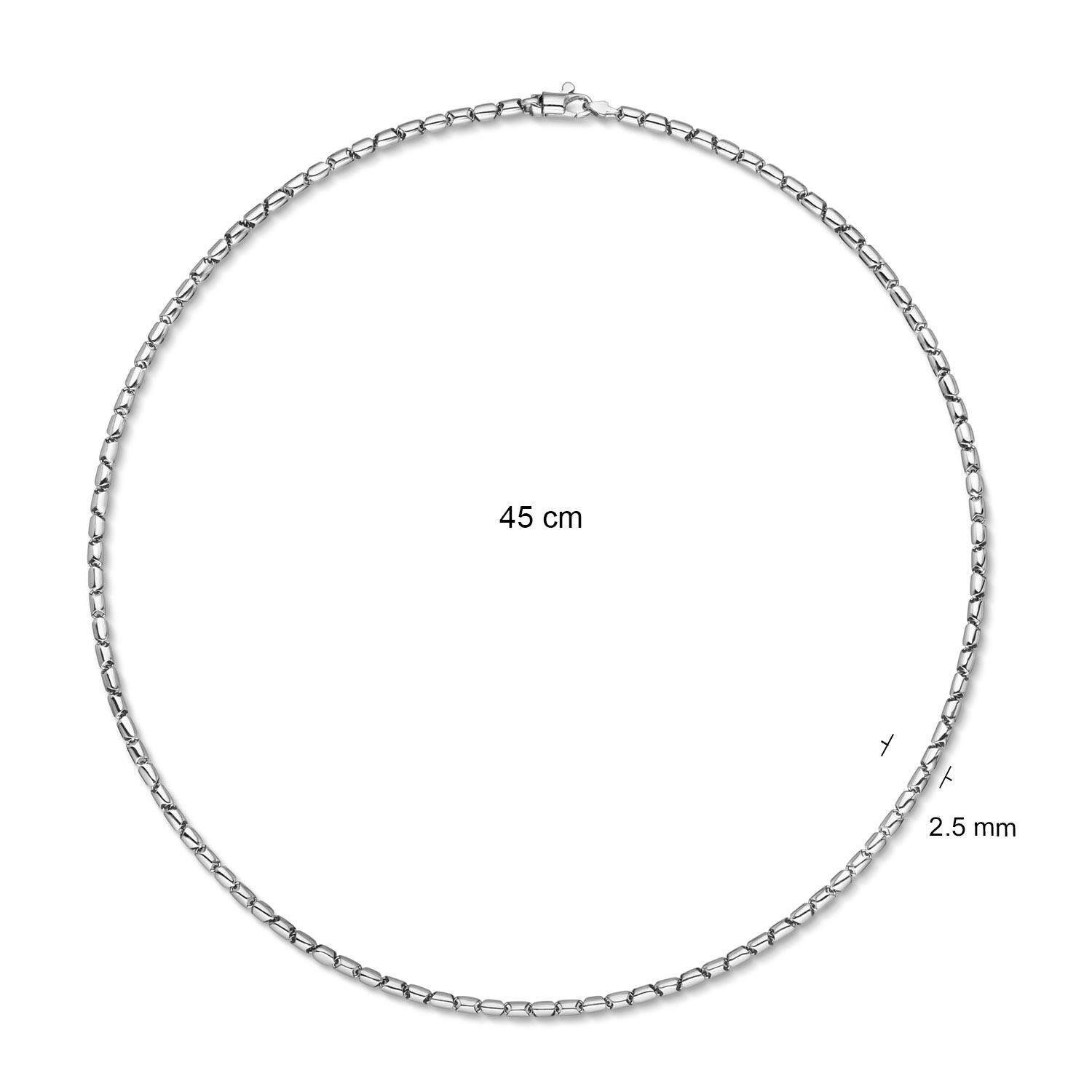  Schakelcollier - Plaatjes, Spijltjes, Staafjes - Zilver - 45cm
