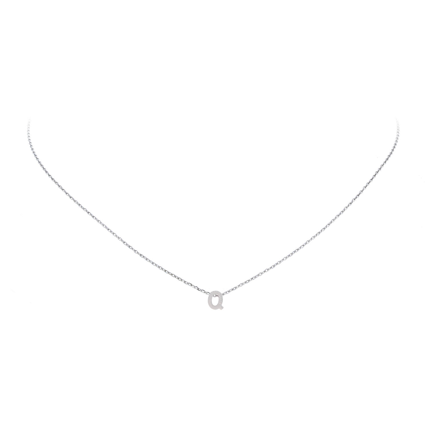  Ketten mit Anhänger - Letter Q - Anker - Silber - 43cm