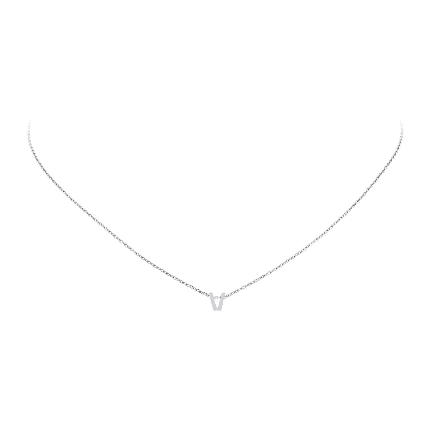  Collier - Letter V - Anker - Zilver - 43cm