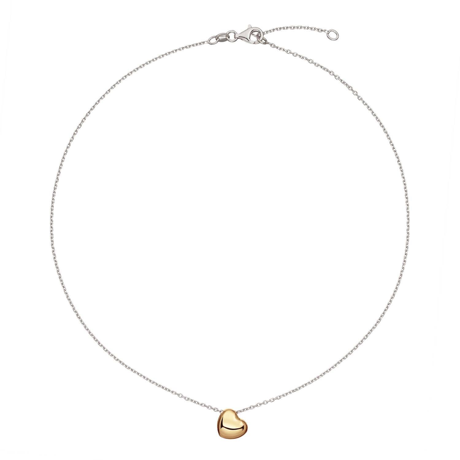  Necklace - Heart - Anchor - Silver - 45cm
