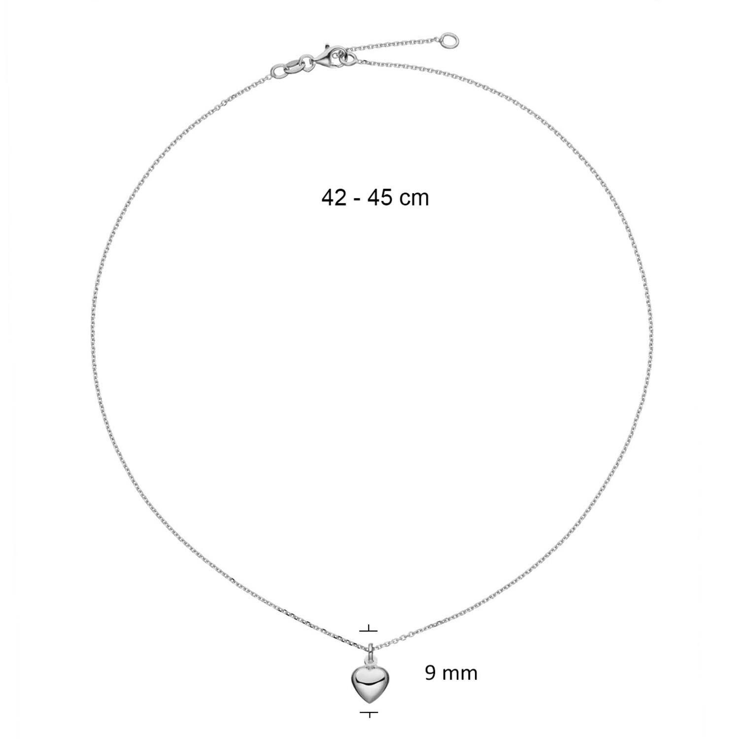 Necklace - Heart - Anchor - Silver - 45cm