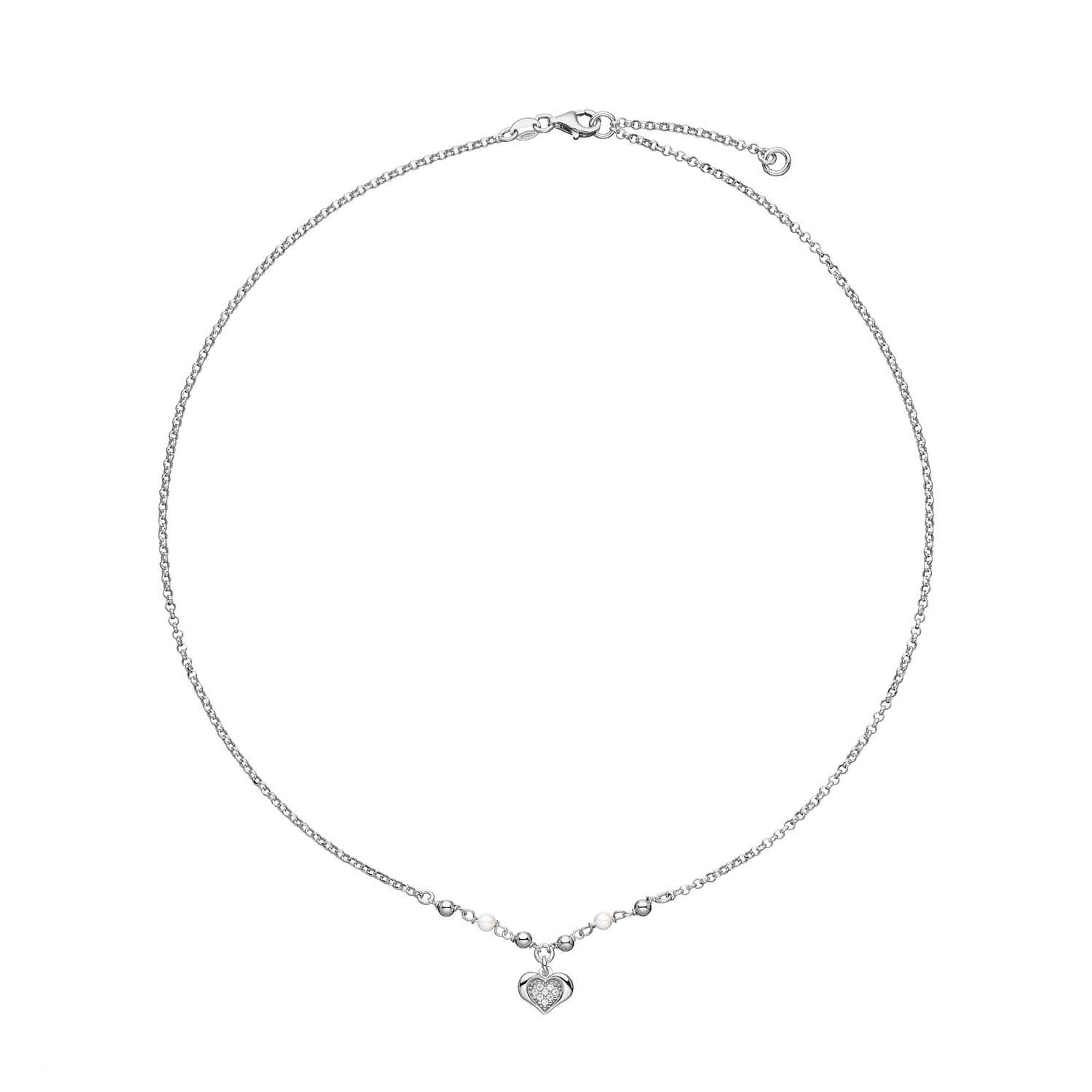  Collier - Hart - Blokjes, Balletjes - Zilver - 45cm