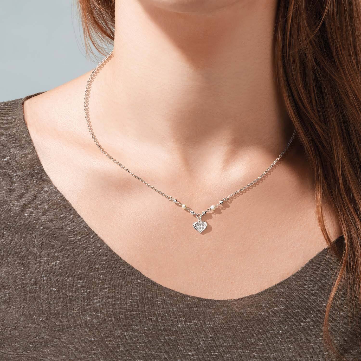  Collier - Hart - Blokjes, Balletjes - Zilver - 45cm