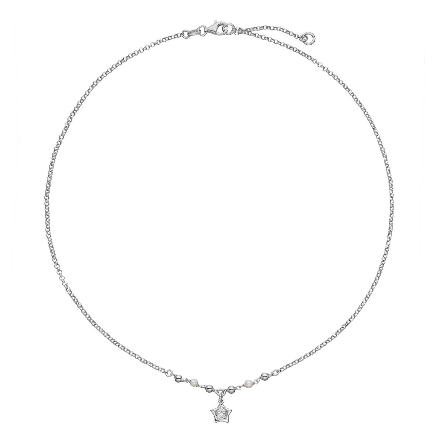  Collier - Étoile - Dés, billes - Argent - 45cm