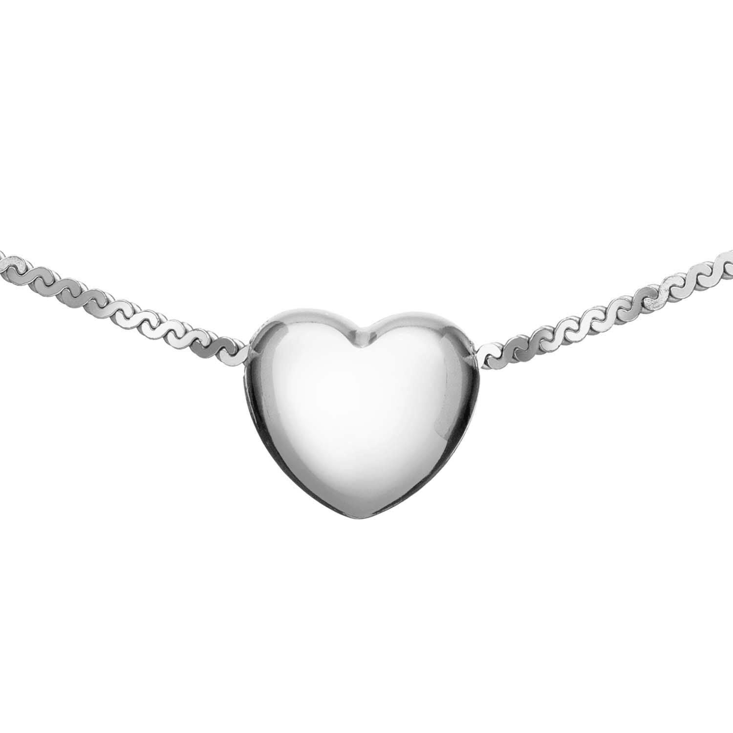  Collier - Cœur - Maillon fantaisie - Argent - 45cm