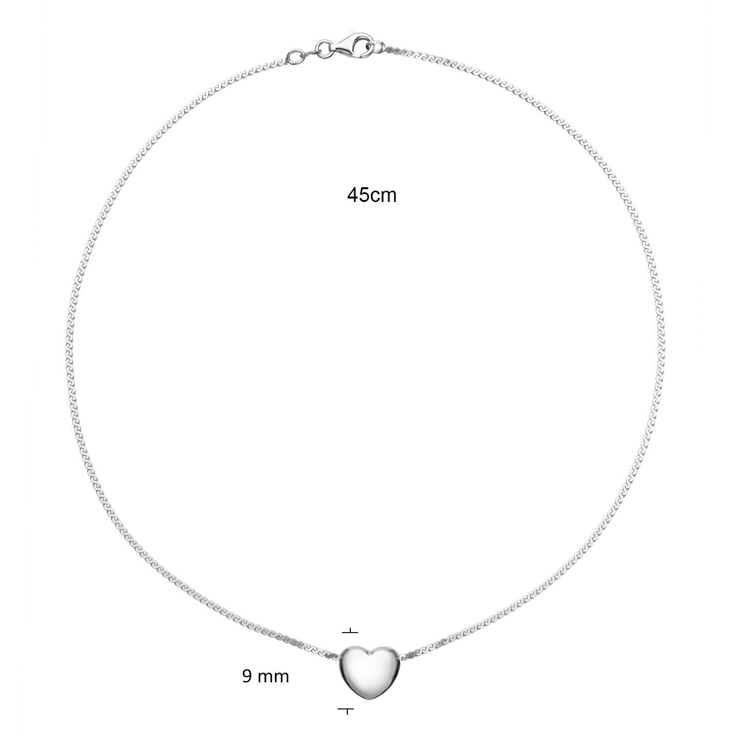  Collier - Cœur - Maillon fantaisie - Argent - 45cm