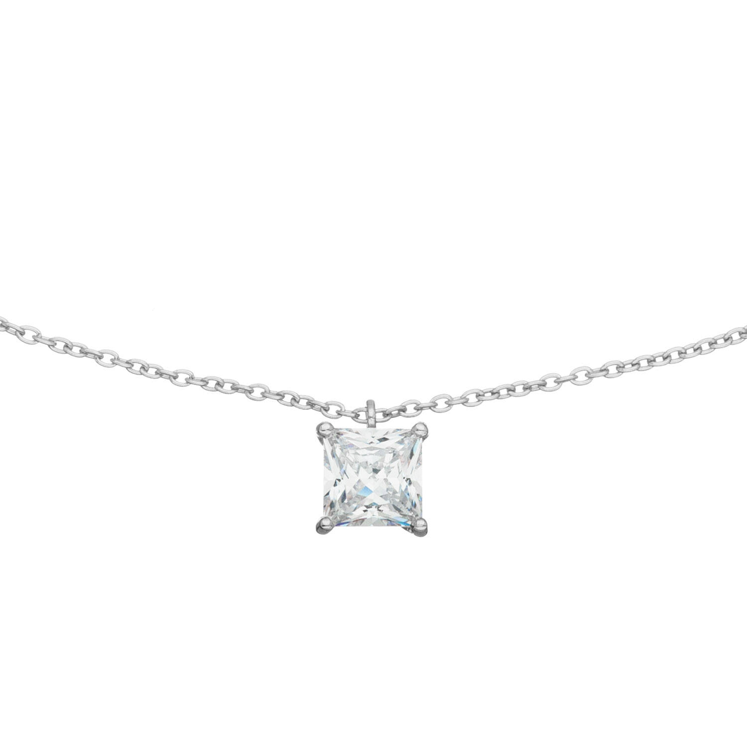  Necklace - Square - Anchor - Silver - 45cm