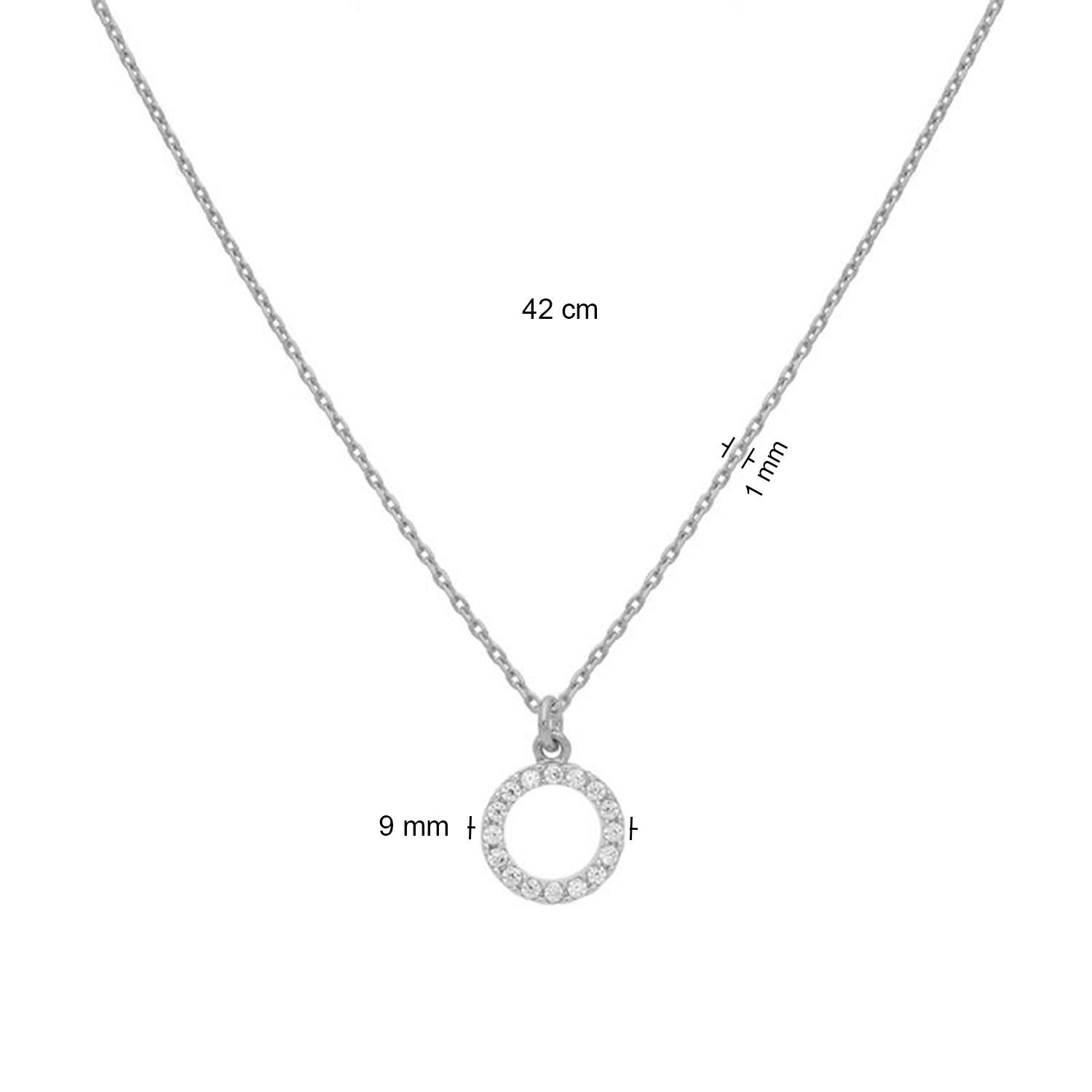  Necklace - Circle - Anchor - Silver - 42cm