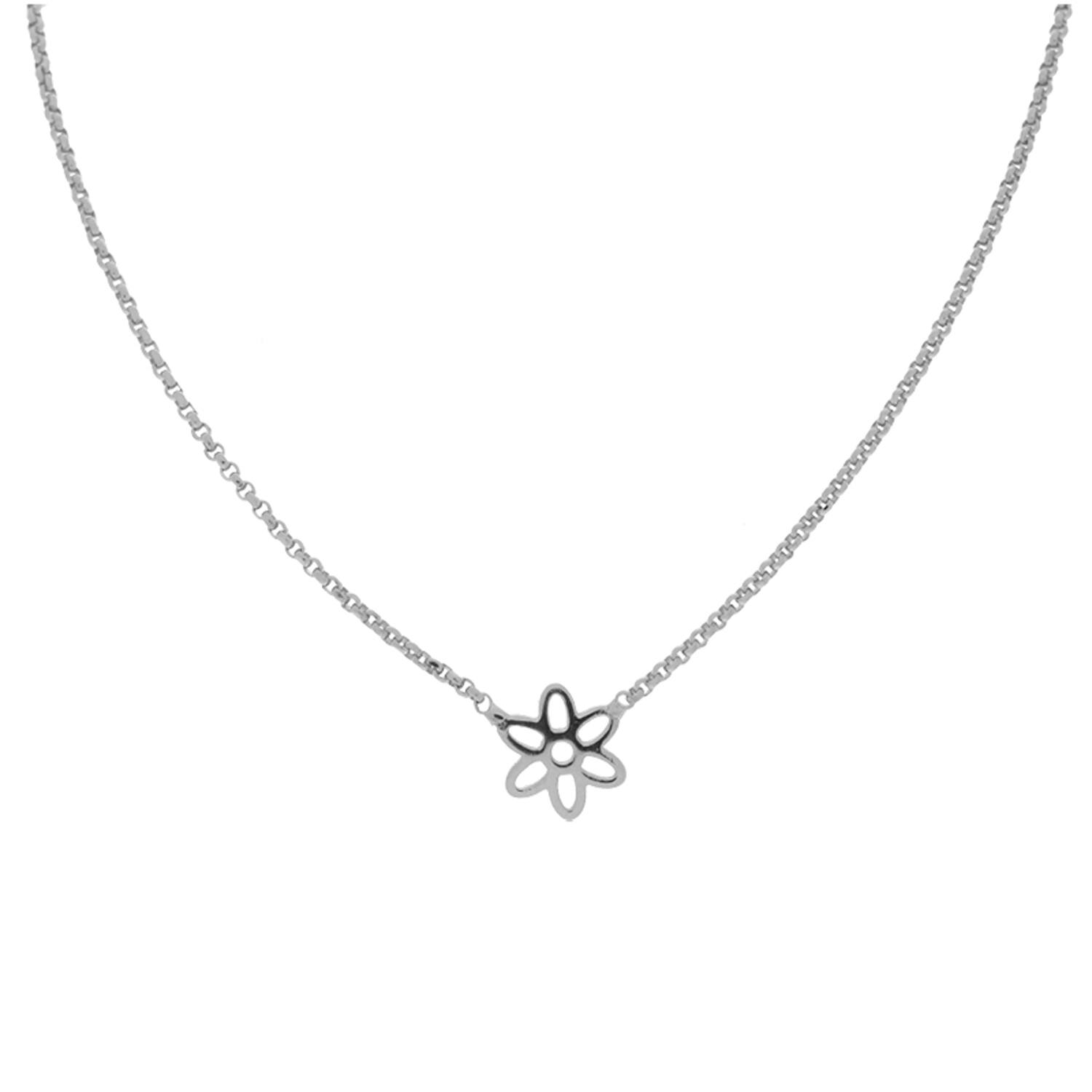  Collier - Fleur - Argent - 38cm