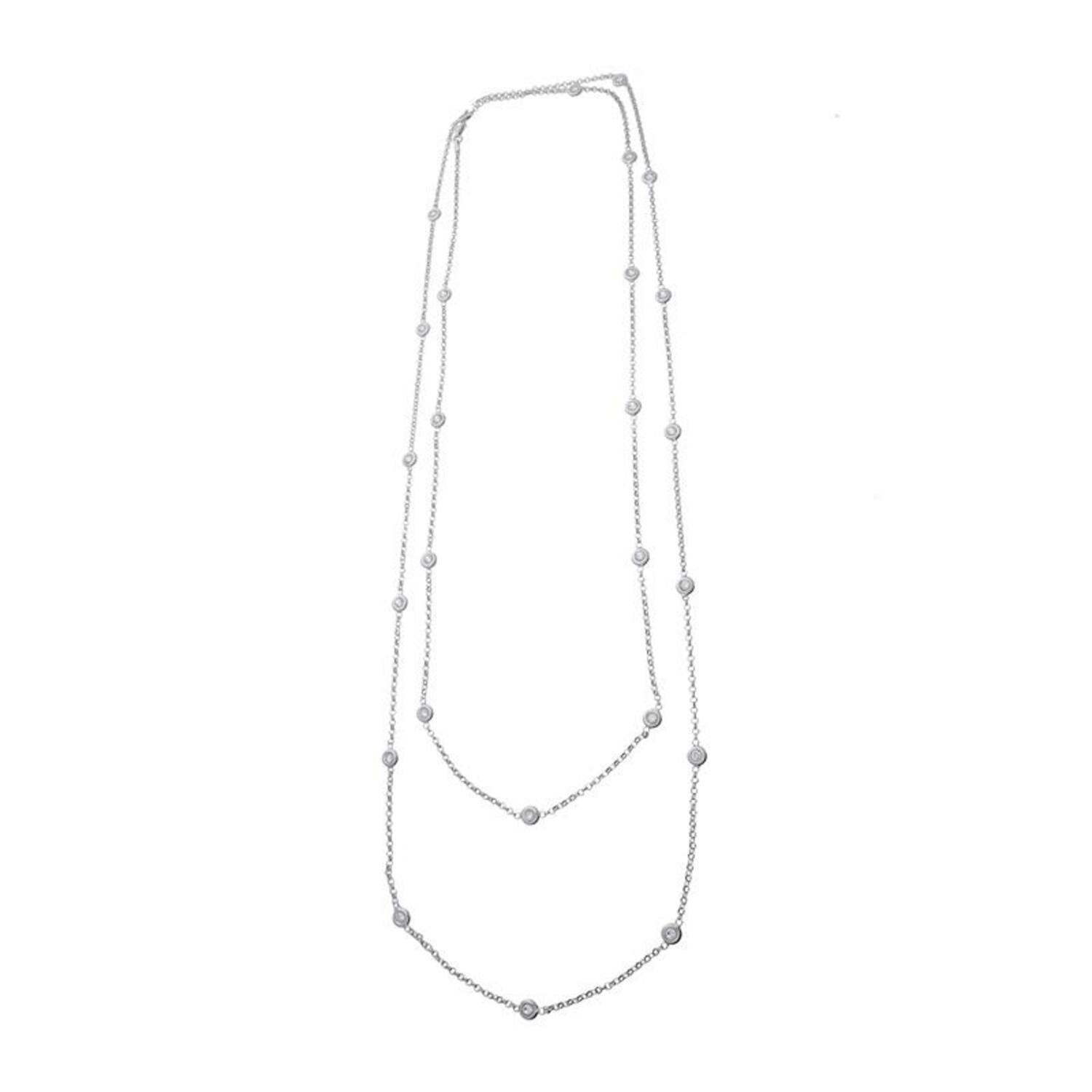  Chanel collier - Jasseron - Zirkonia - Zilver - 71-100 cm