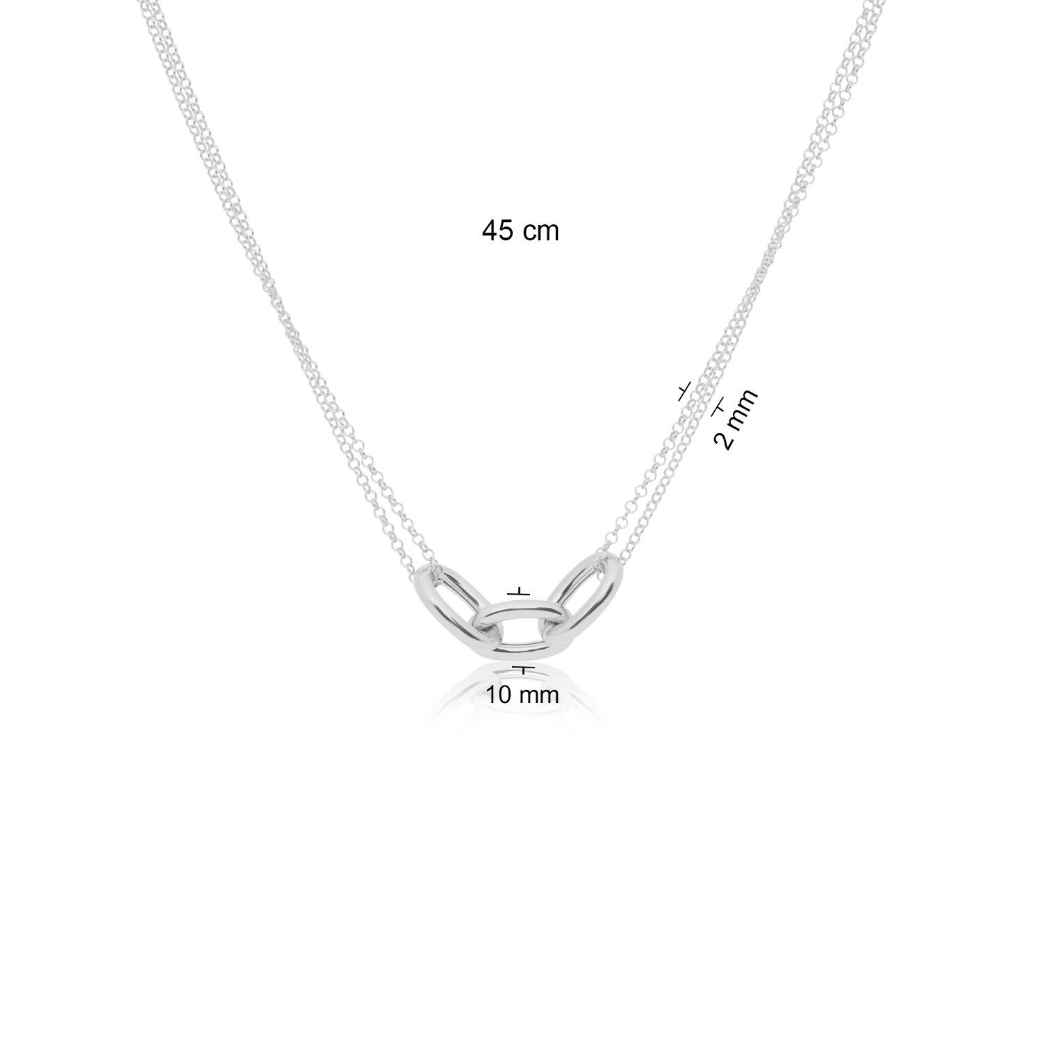  Collier - Trombone - Argent - 45cm