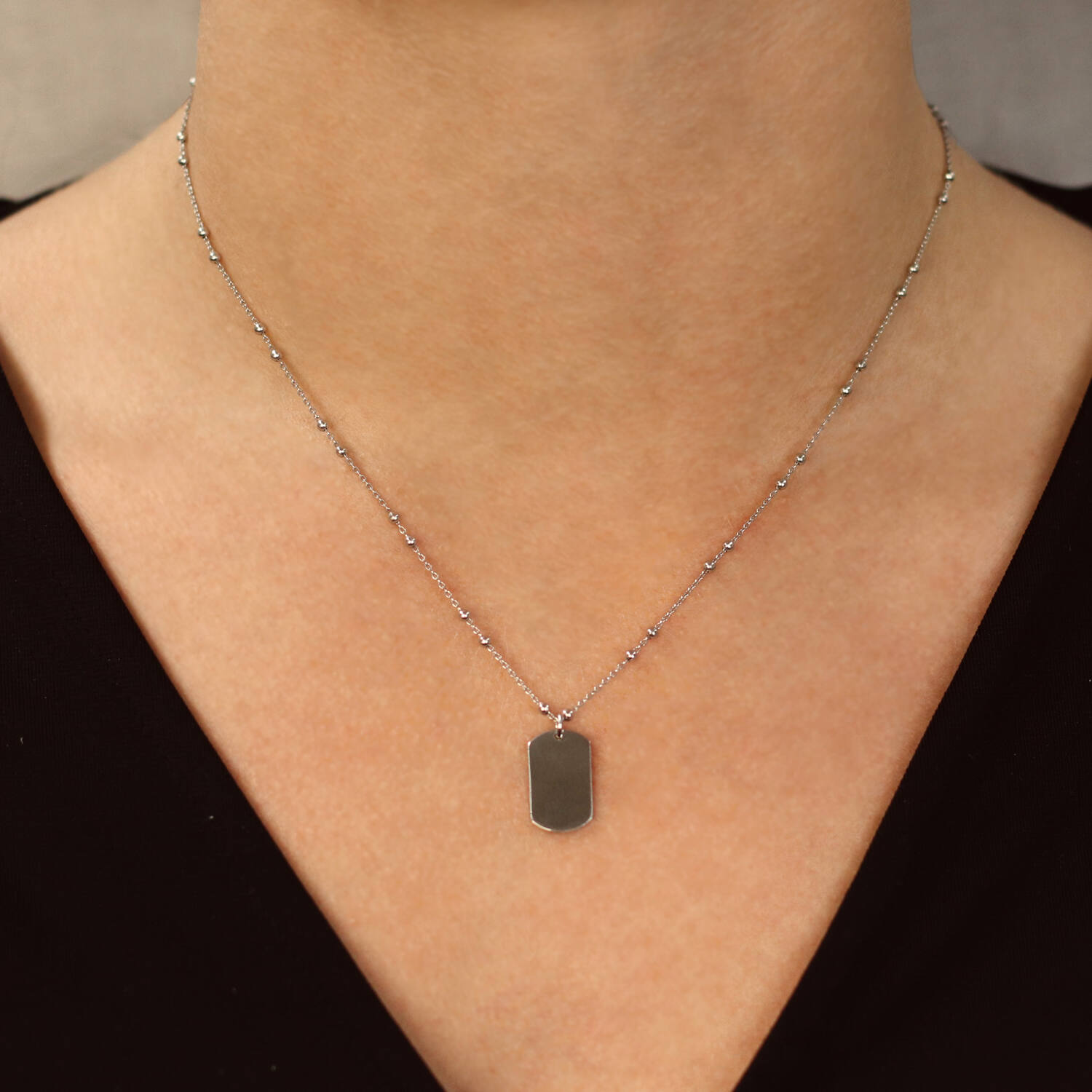  Collier - Graveerplaat - Anker - Zilver - 45cm