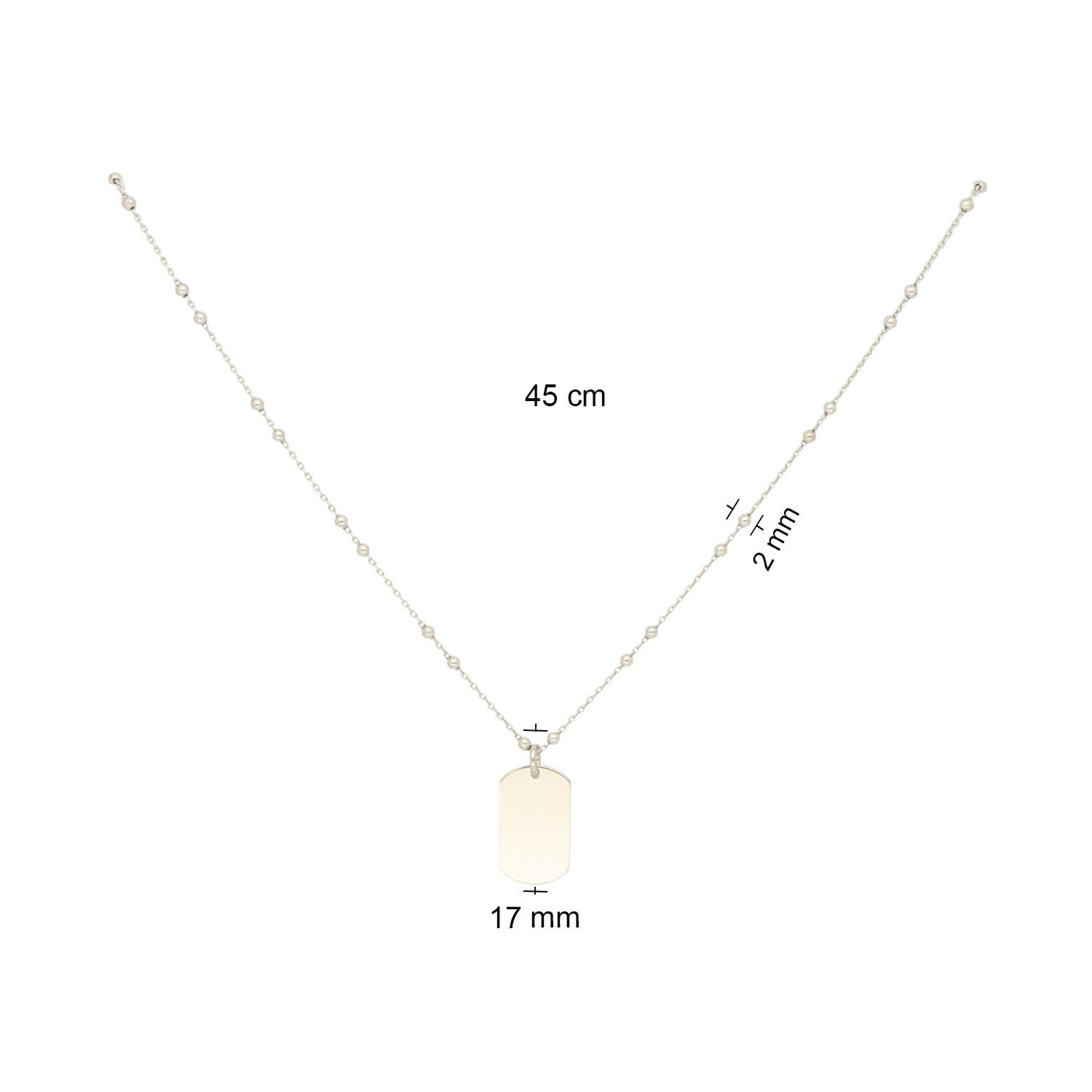  Collier - Graveerplaat - Anker - Zilver - 45cm