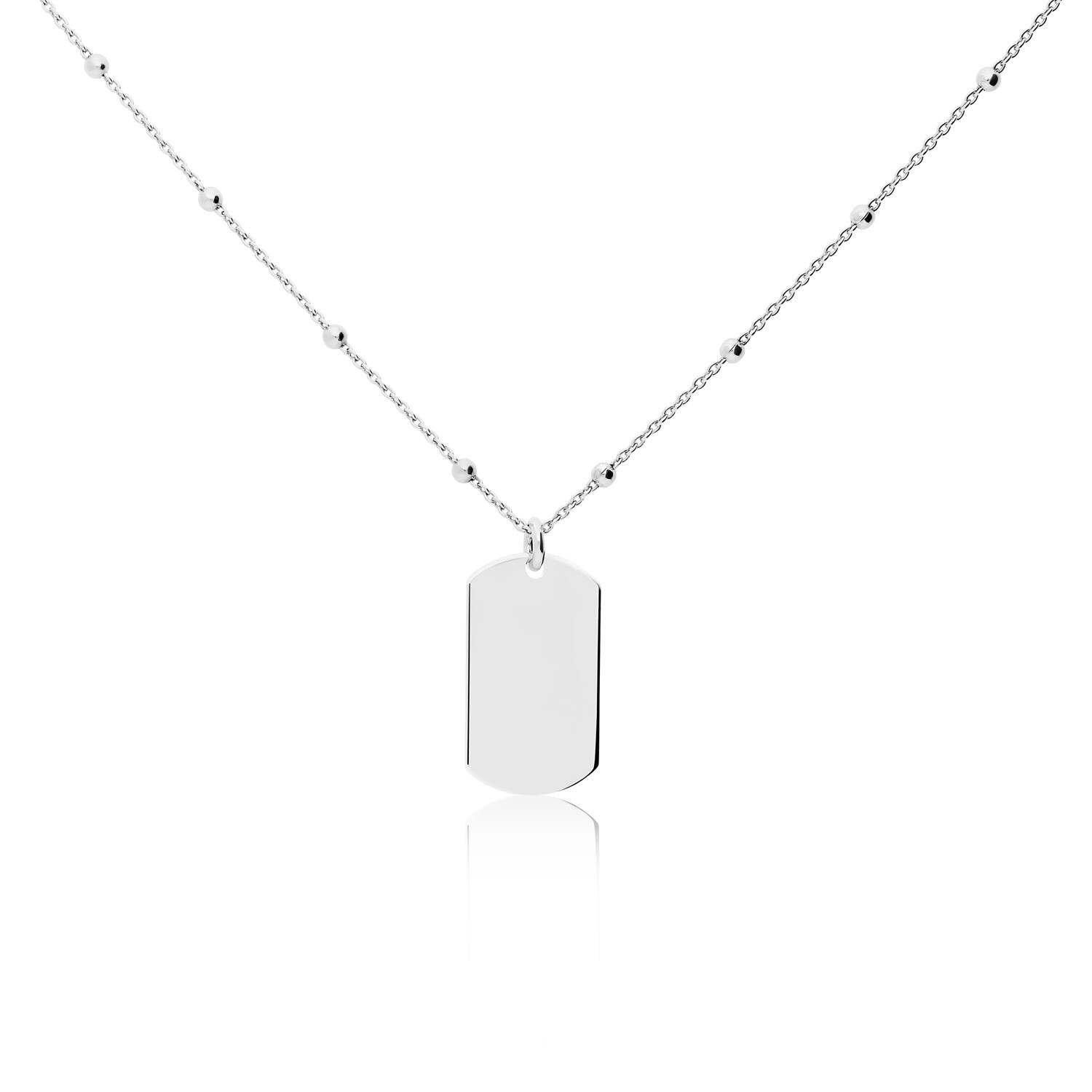  Kette - Graveerplaat - Anker - Silber - 45cm