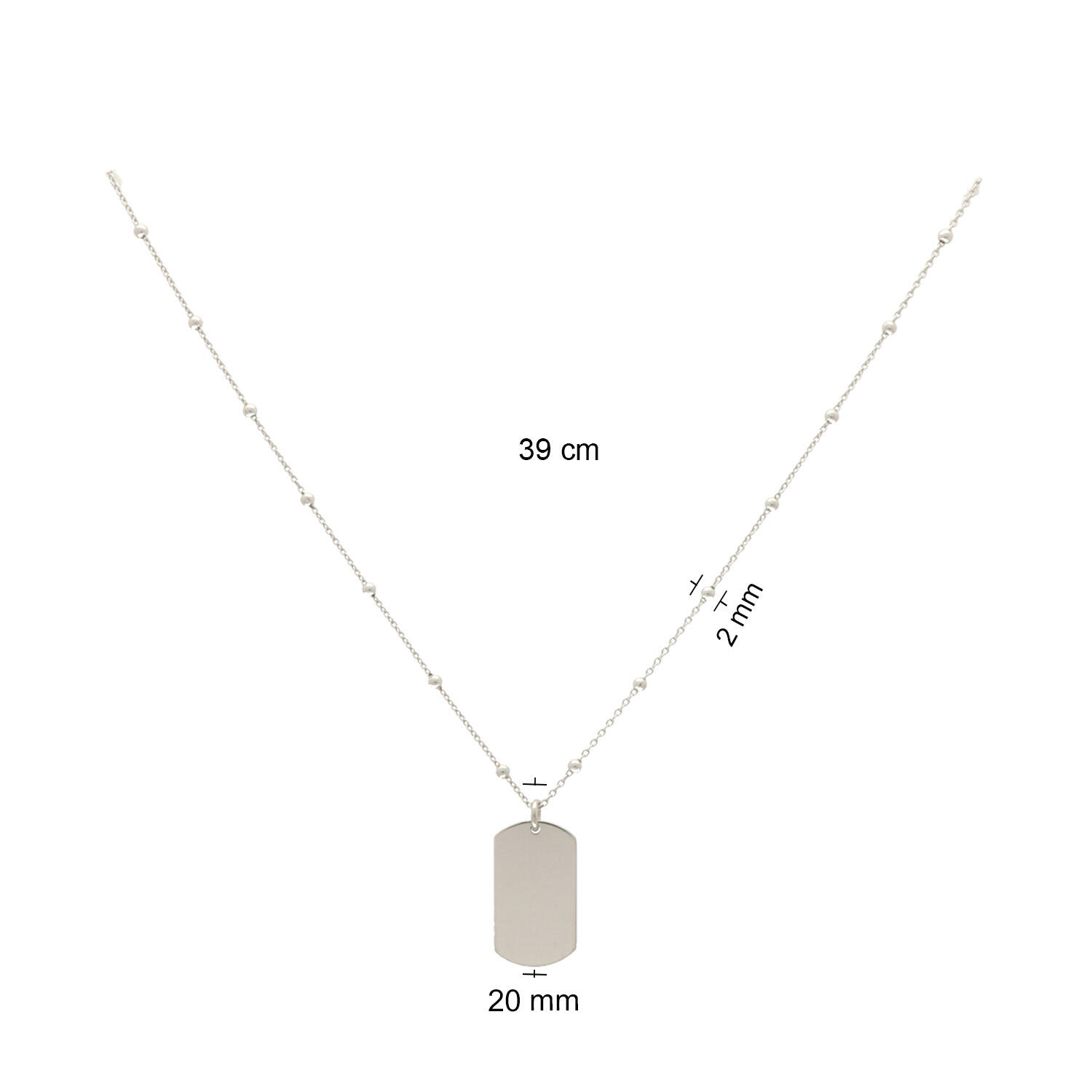  Collier - Graveerplaat - Anker - Zilver - 39-42cm