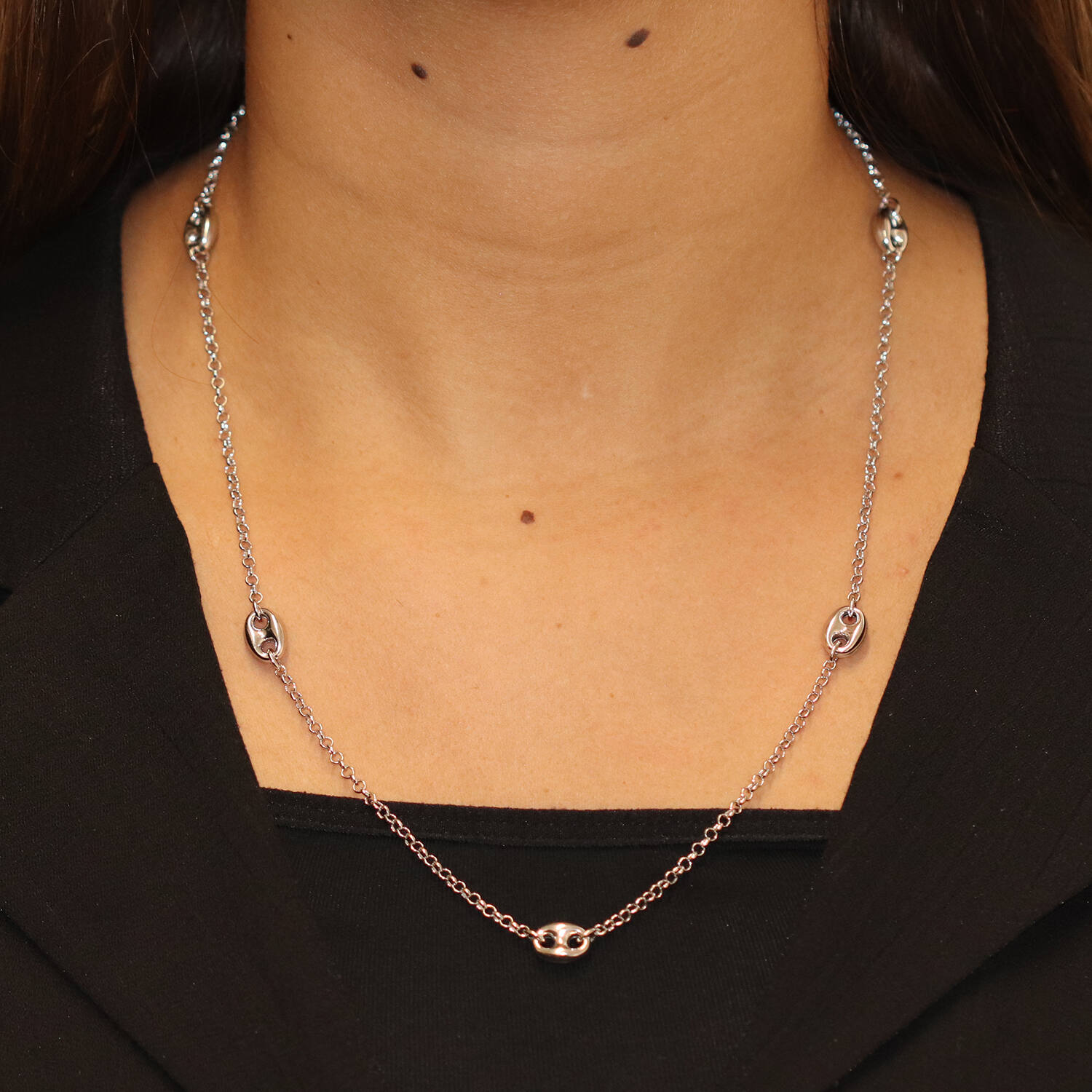  Colliers maillons - Ancre - Argent - 60cm