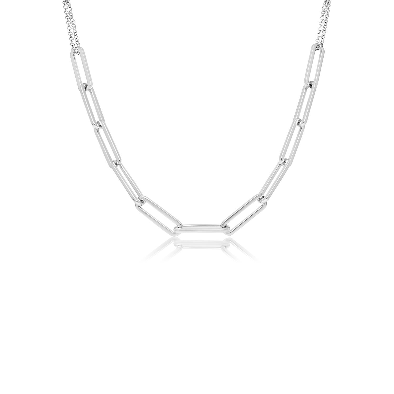  Colliers maillons - Trombone - Argent - 45cm