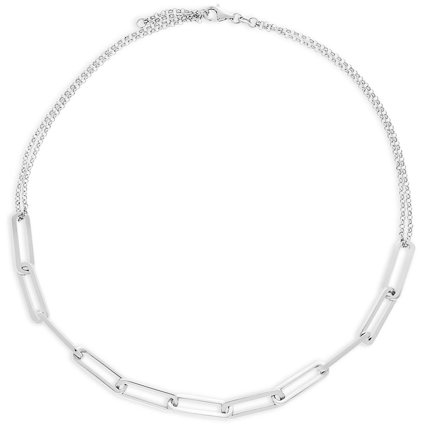  Colliers maillons - Trombone - Argent - 45cm