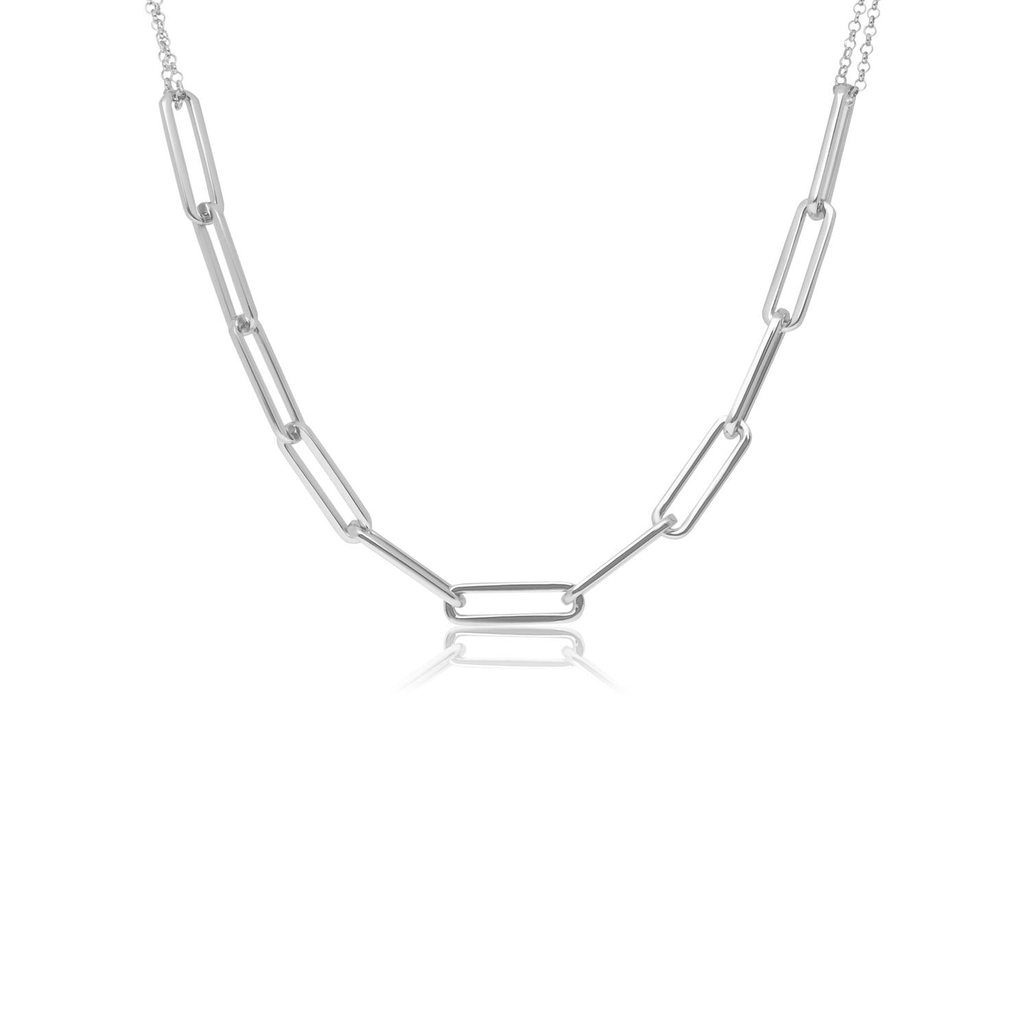  Colliers maillons - Trombone - Argent - 45cm