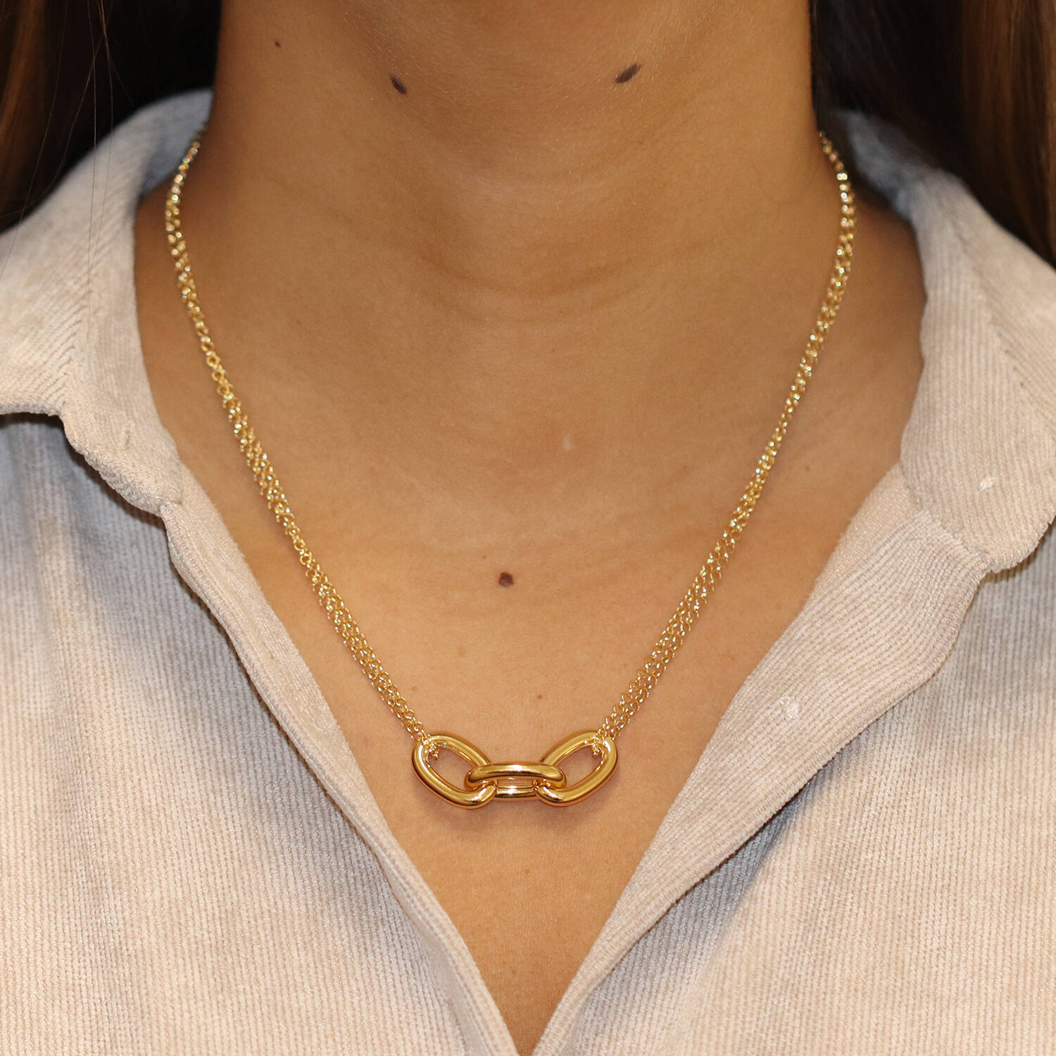  Necklaces with pendant - Paper clip - Silver - 45cm