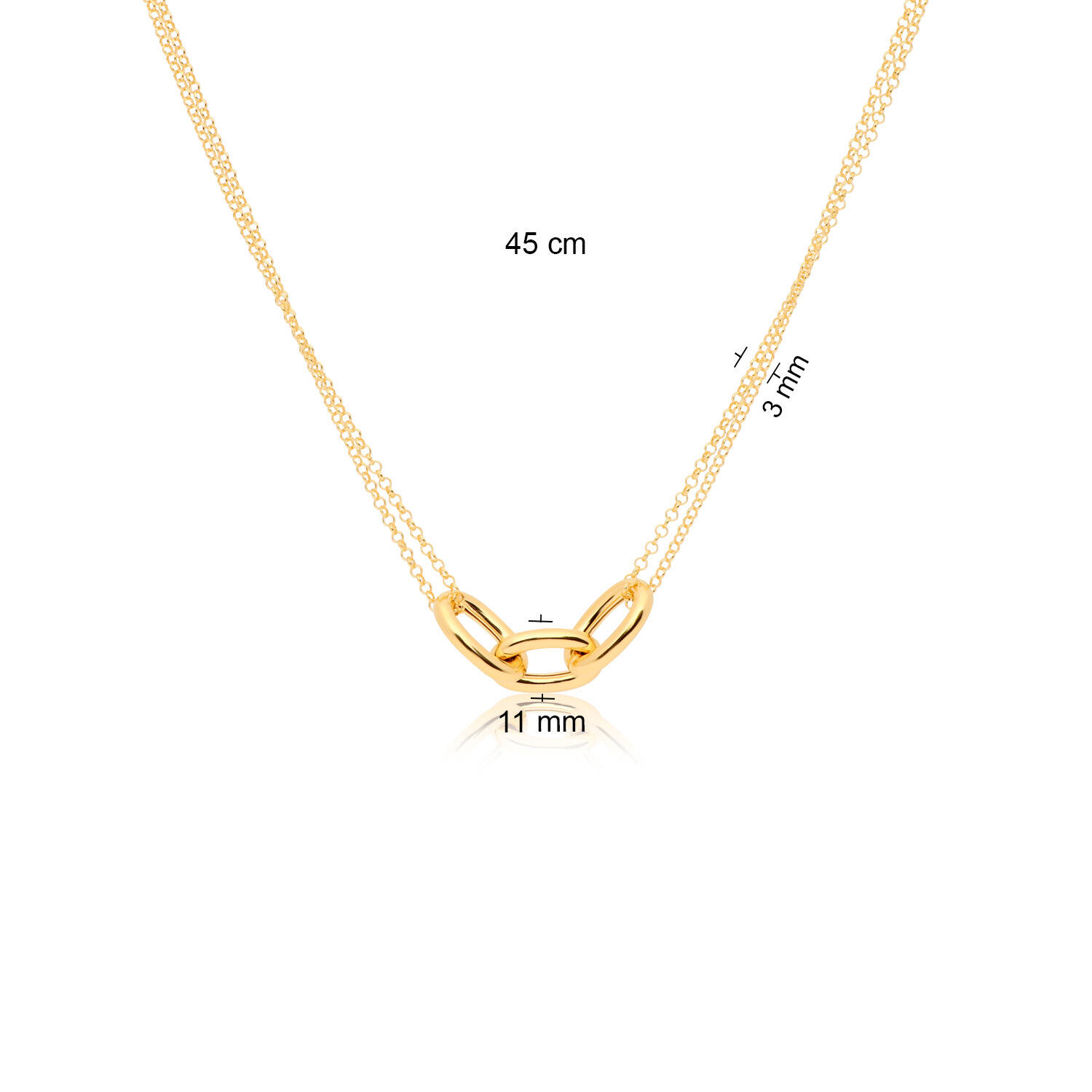  Necklaces with pendant - Paper clip - Silver - 45cm