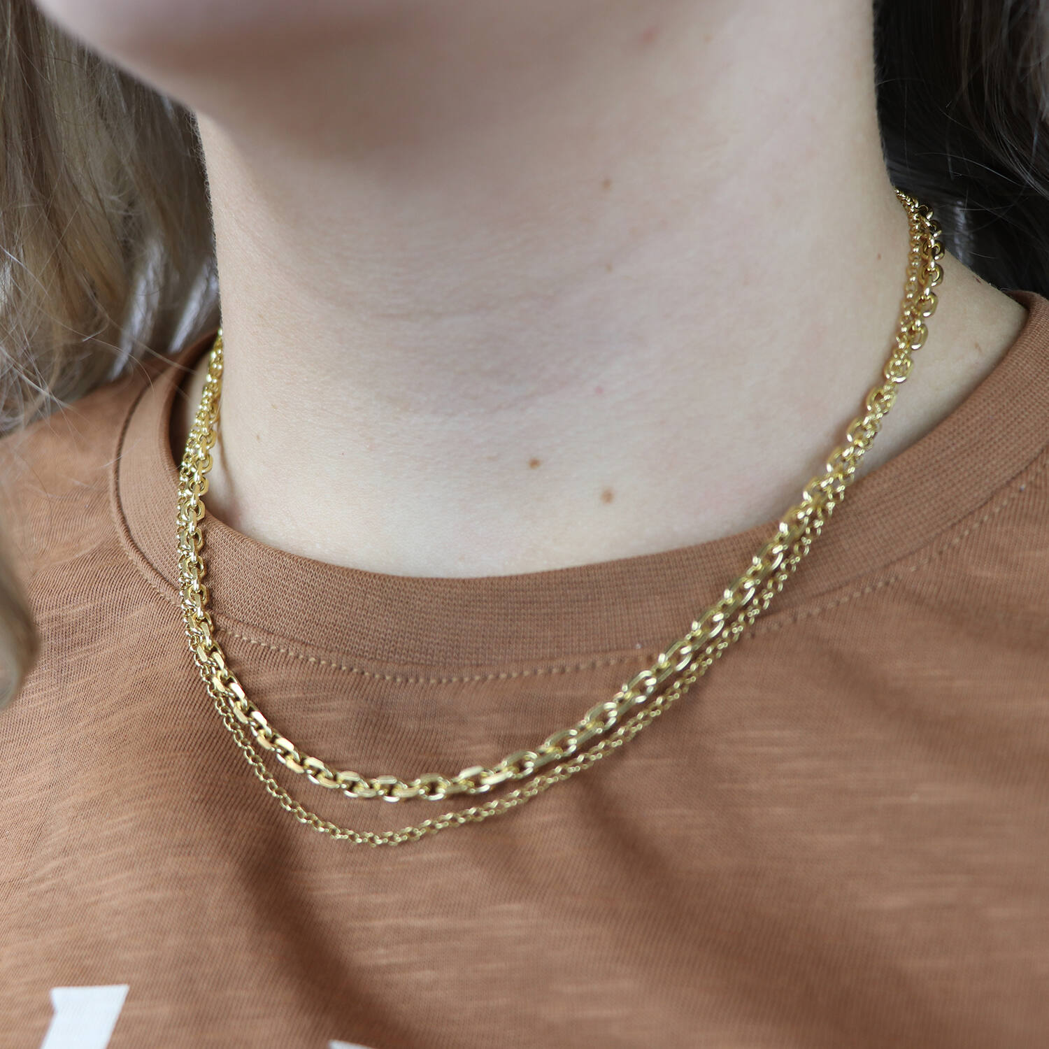  Link necklaces - Anchor - Goldplated - 45cm
