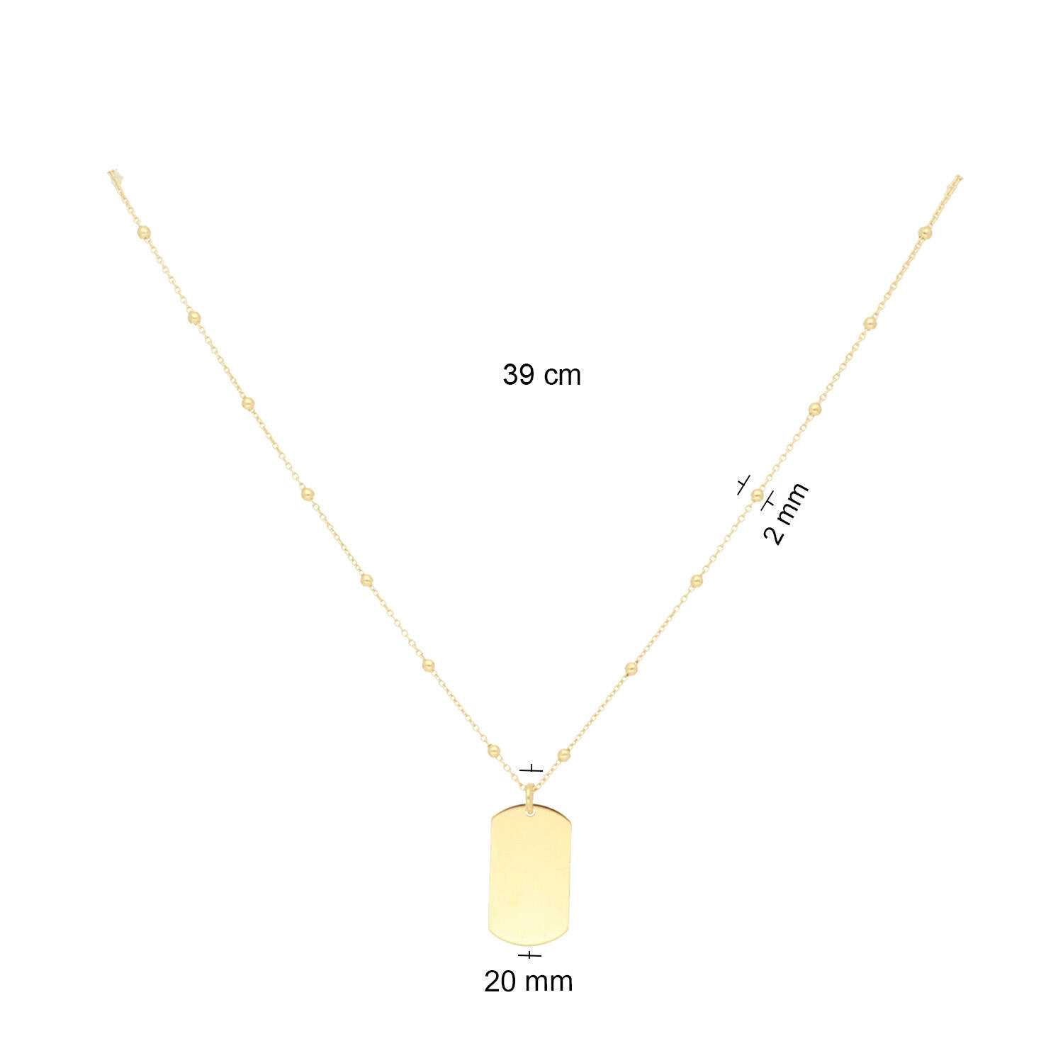  Collier - Graveerplaat - Anker - Zilver verguld - 19cm