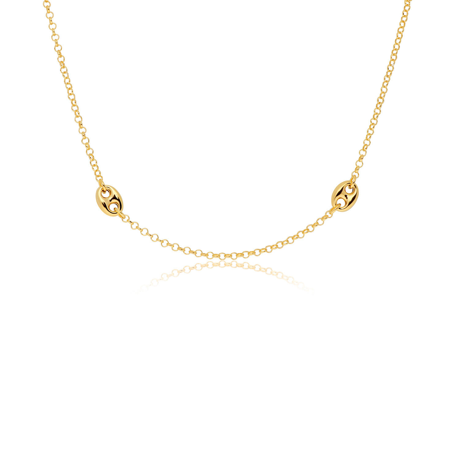  Schakelcollier - Anker - Zilver verguld - 60cm