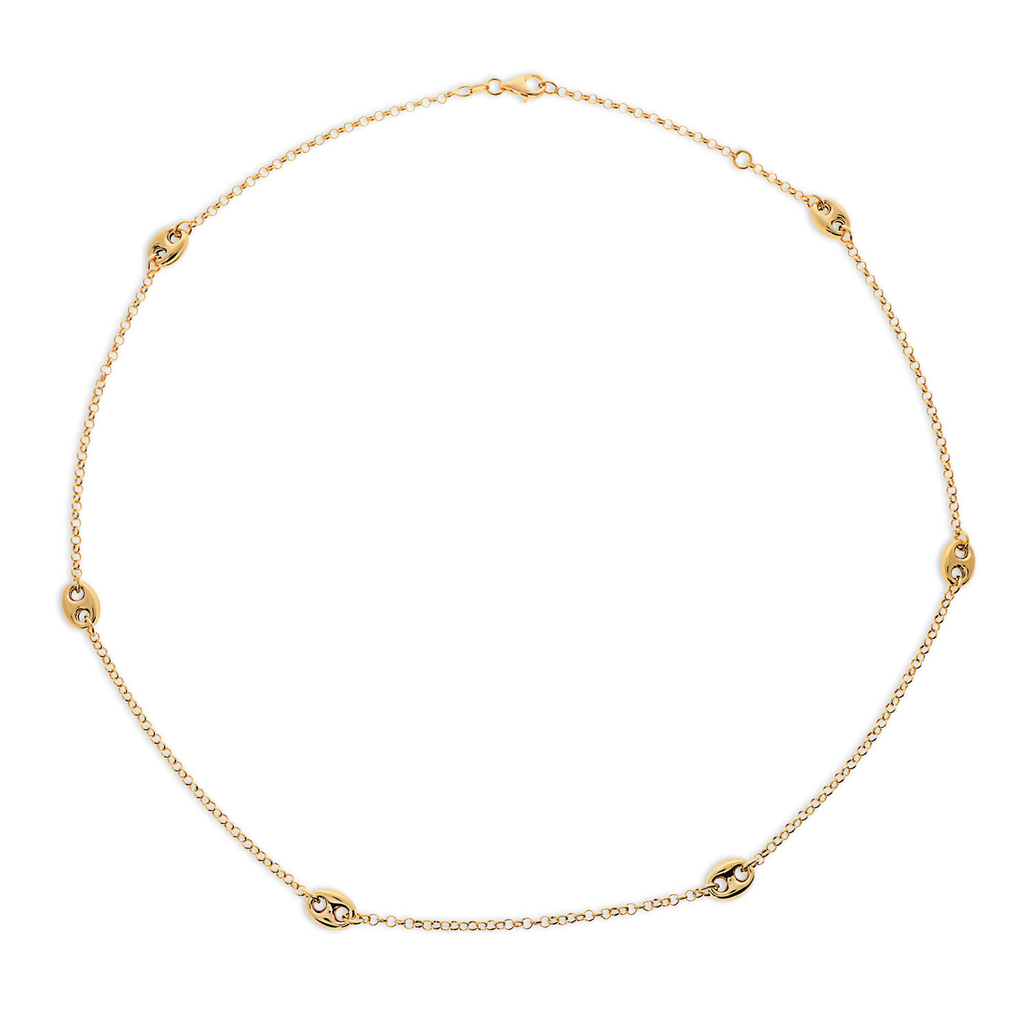  Schakelcollier - Anker - Zilver verguld - 60cm