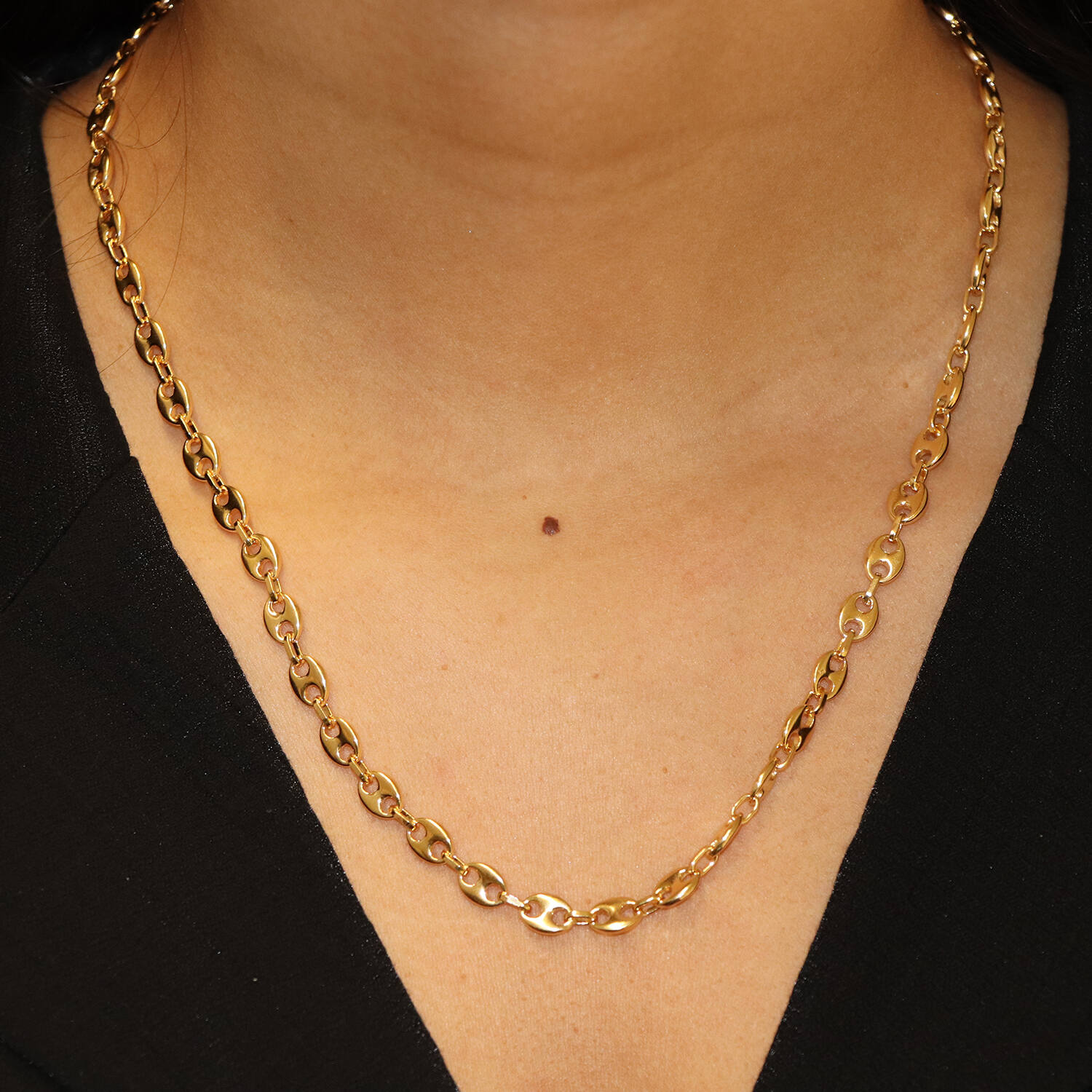  Schakelcollier - Anker - Zilver verguld - 50cm