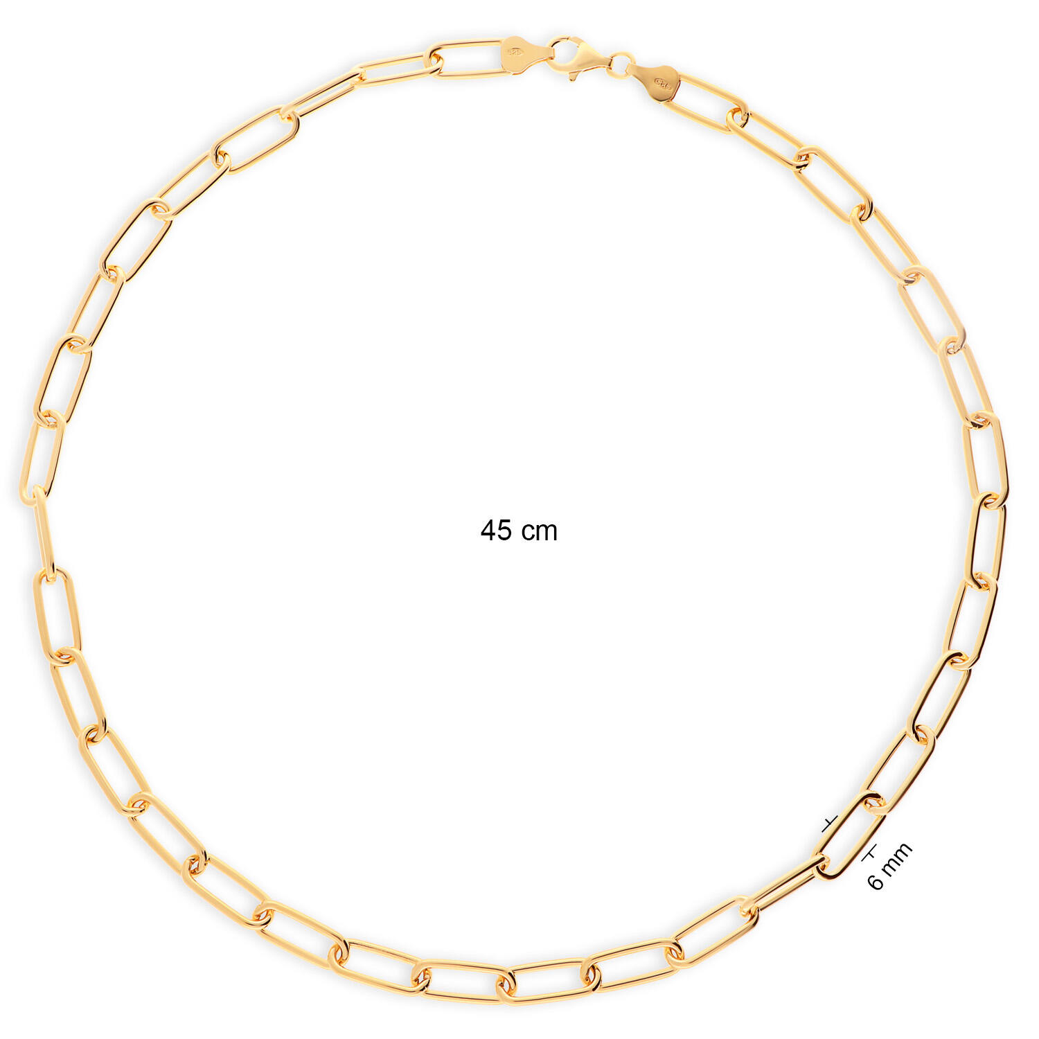  Schakelcollier - Paperclip - Zilver verguld - 45cm