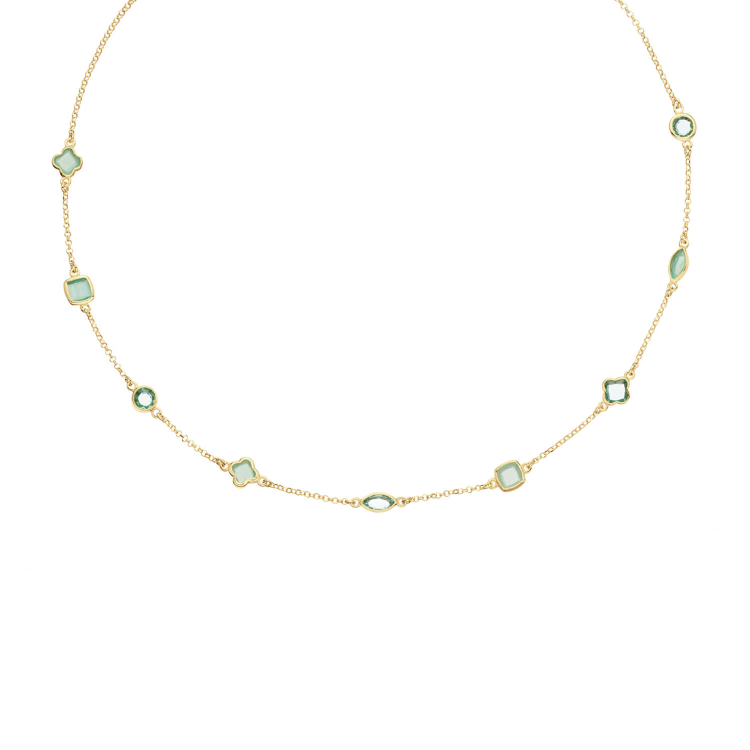  Collier - Fantasie - Jasseron - Zilver verguld - 55cm Colors from Nature - 