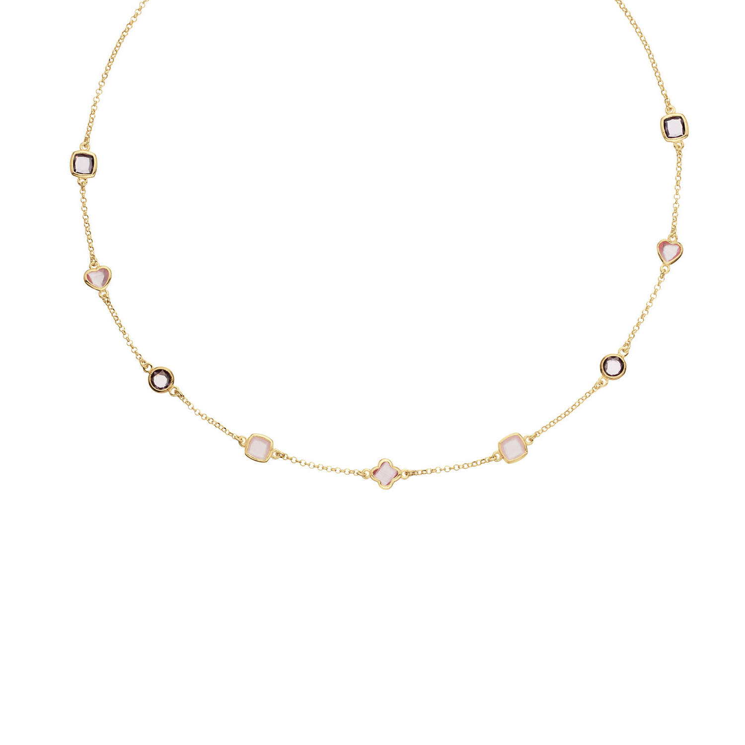  Necklace - Flower - Jasseron - Goldplated - 55cm Colors from Nature - 